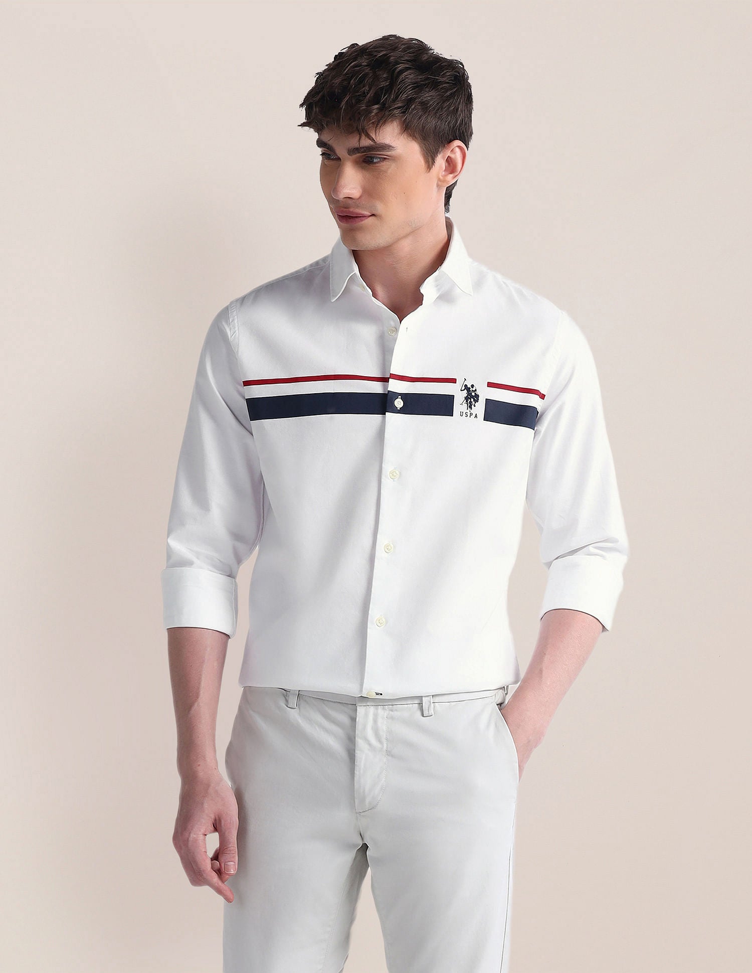 Semi-Cutaway Collar Long Sleeve Shirt - Image 2