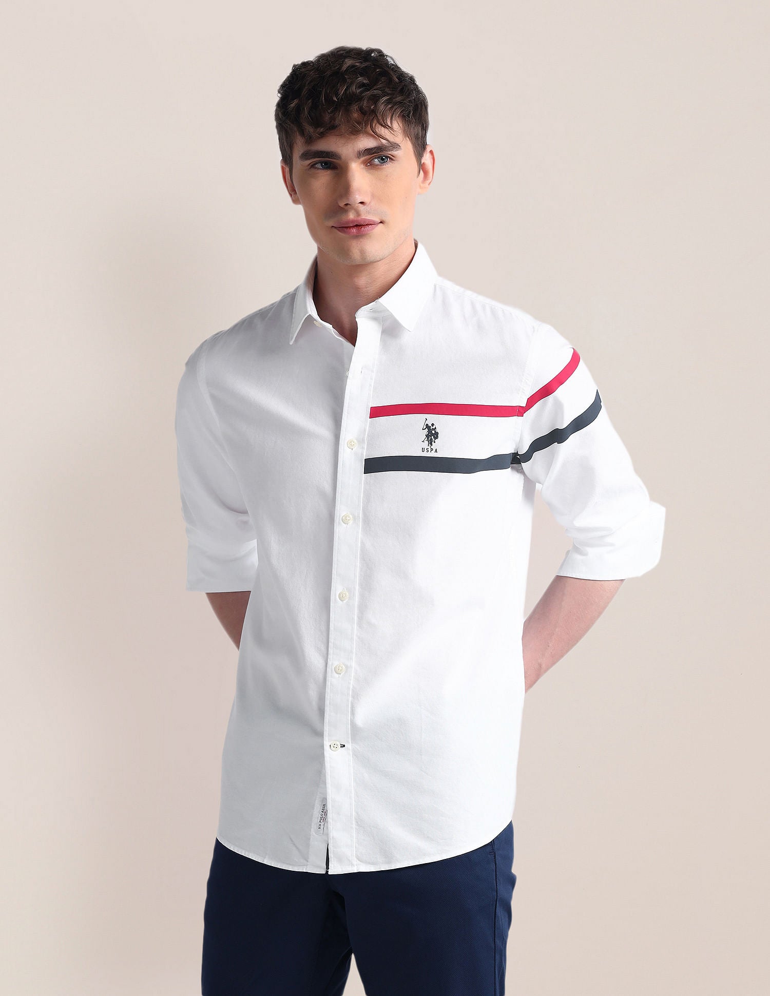 Long Sleeve Solid Brand Shirt - Image 2
