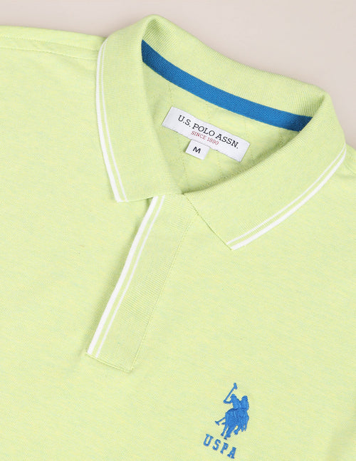 Embroidered Logo Heathered Polo Shirt