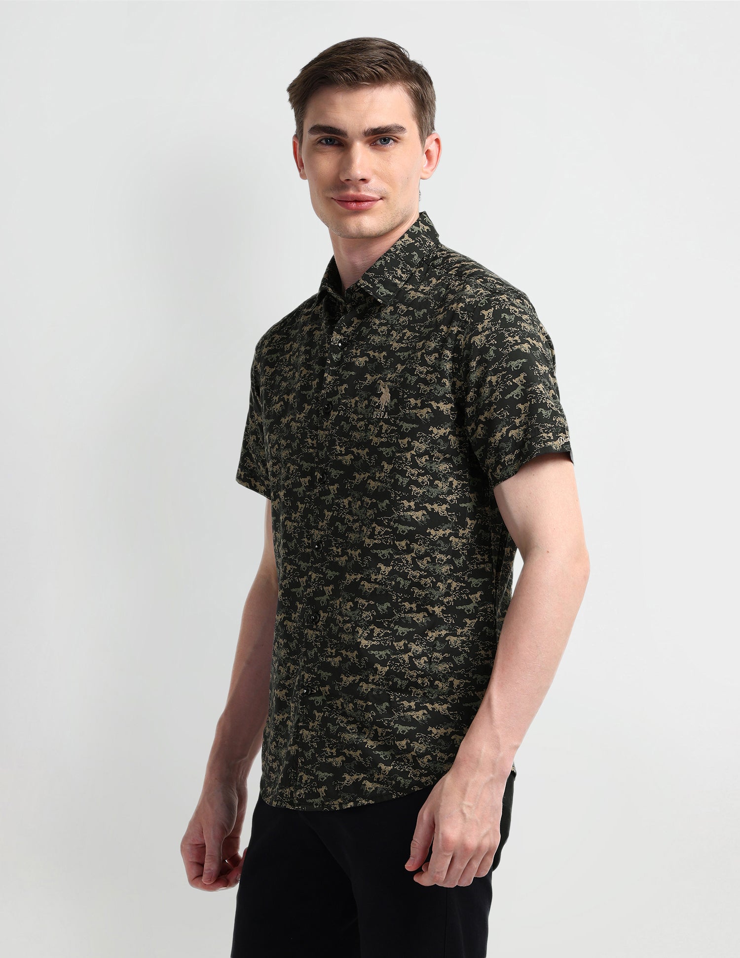 All-over Slim Fit Shirt Black - U.S. POLO ASSN. | Large