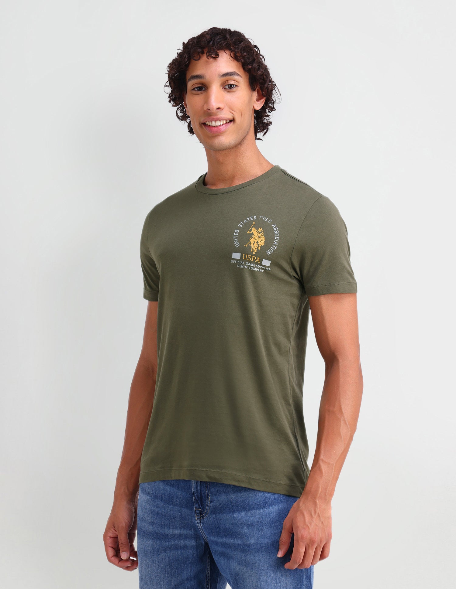 Graphic Printed Muscle Fit T-Shirt Olive Drab - U.S. Polo Assn. India | Large