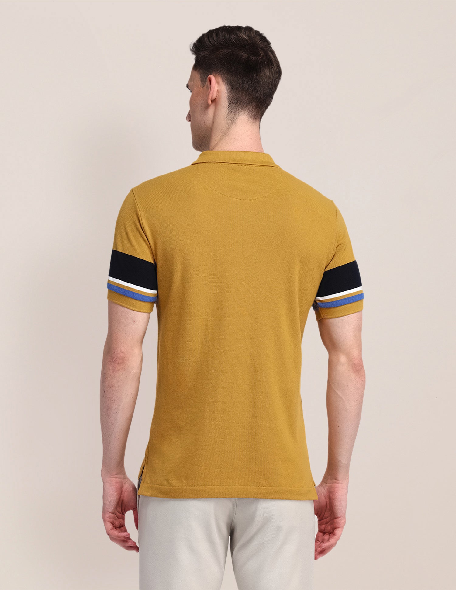 Horizontal Striped Slim Fit Polo Shirt Mustard - U.S. Polo Assn. India | Large