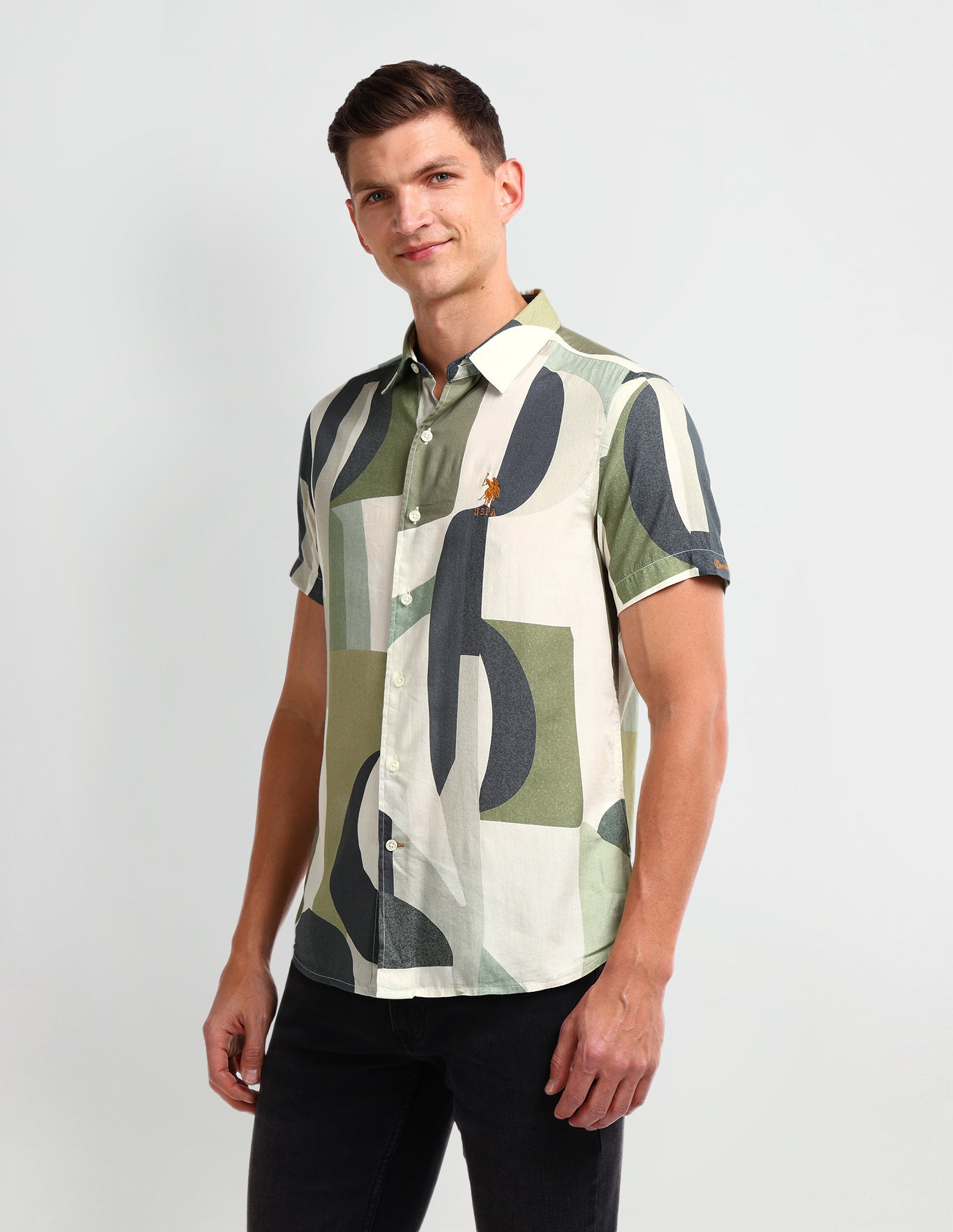 Abstract Slim Fit Shirt Green - U.S. POLO ASSN. | Large
