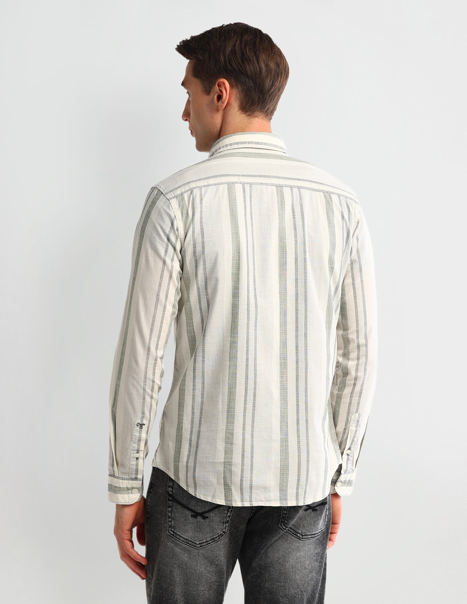 Vertical Striped Slim Fit Shirt Light Olive - U.S. POLO ASSN. | Large