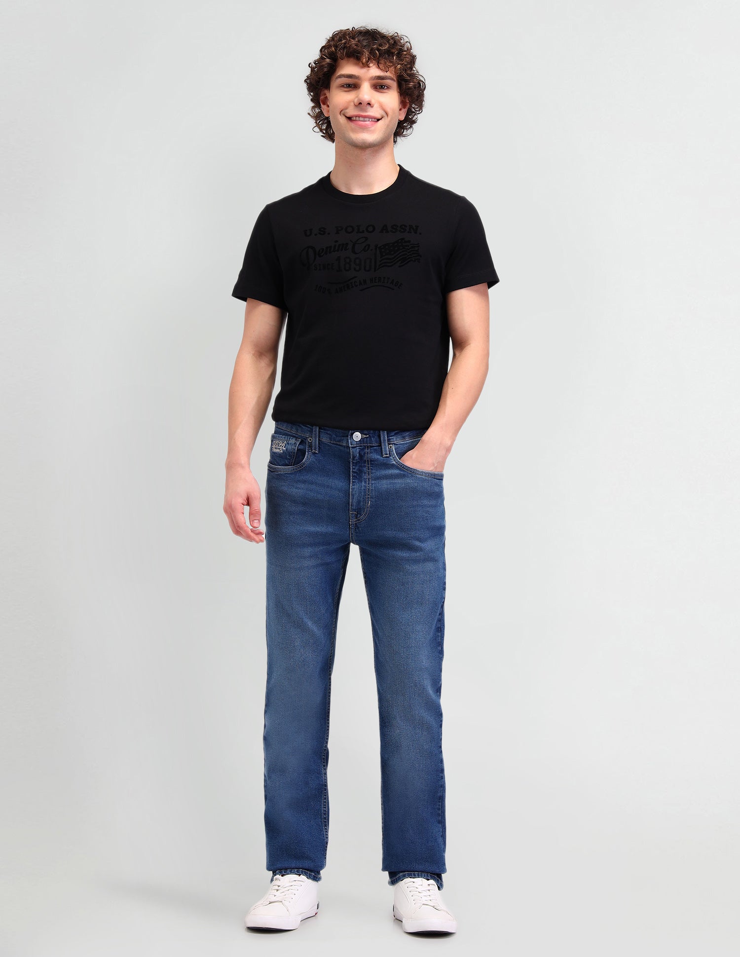 Harold Slim Straight Fit Blue Jeans Blue - U.S. Polo Assn. India | Large