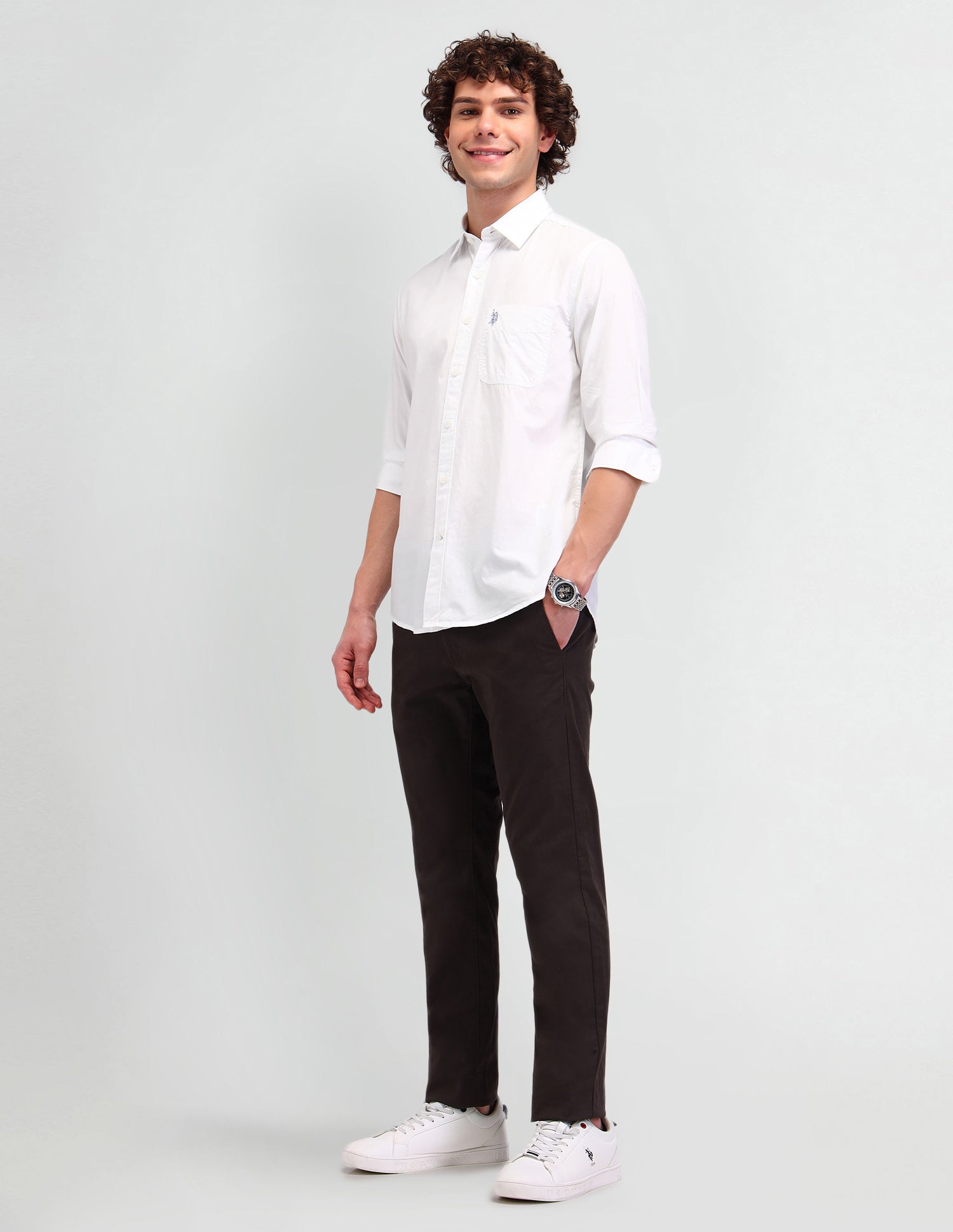Slim Fit Cotton Shirt White - U.S. Polo Assn. India | Large