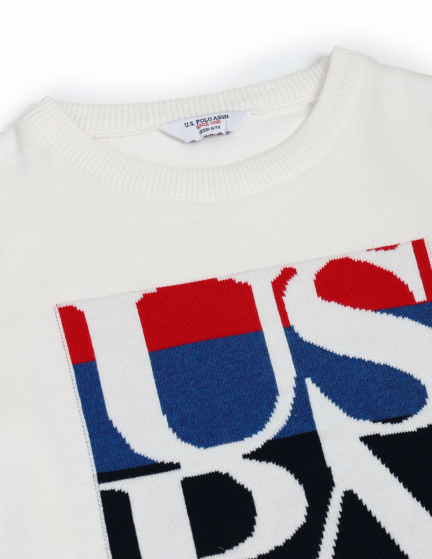 Boys Brand Printed Regular Fit Sweater White - U.S. POLO ASSN. | Large