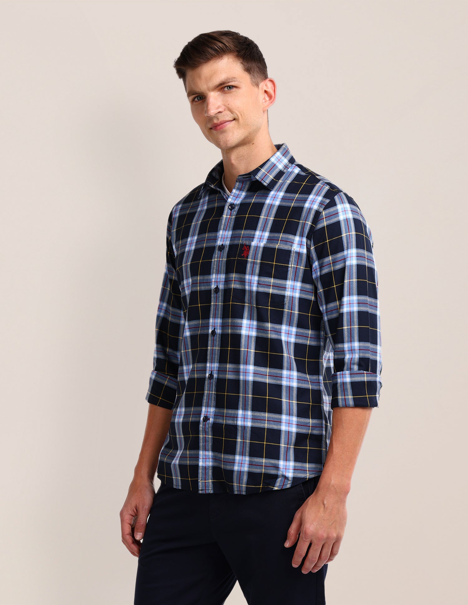 Plaid Checked Regular Fit Shirt Navy - U.S. Polo Assn. India | Large