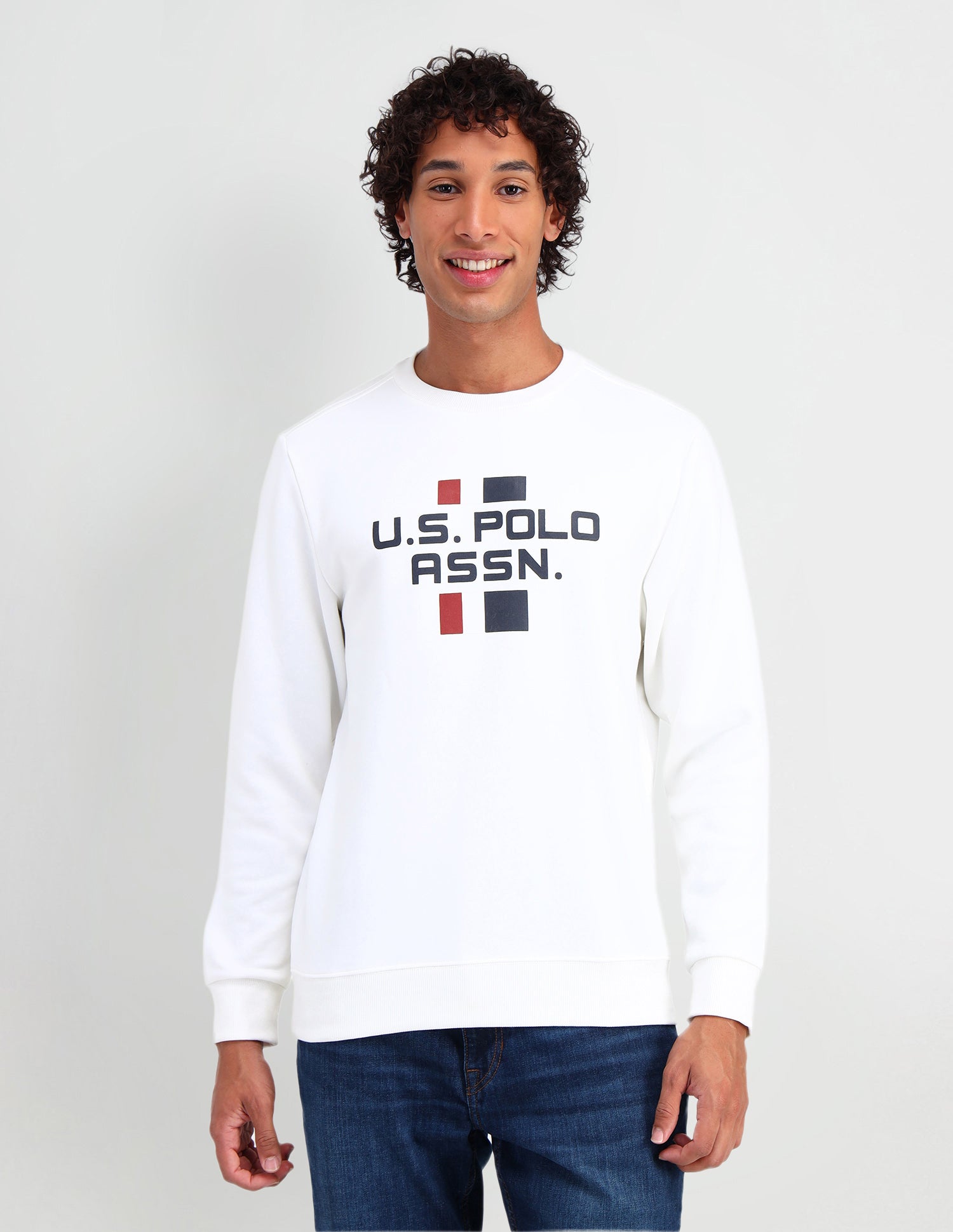 Crew Neck Regular Fit Sweatshirt Ivory - U.S. POLO ASSN. | Large