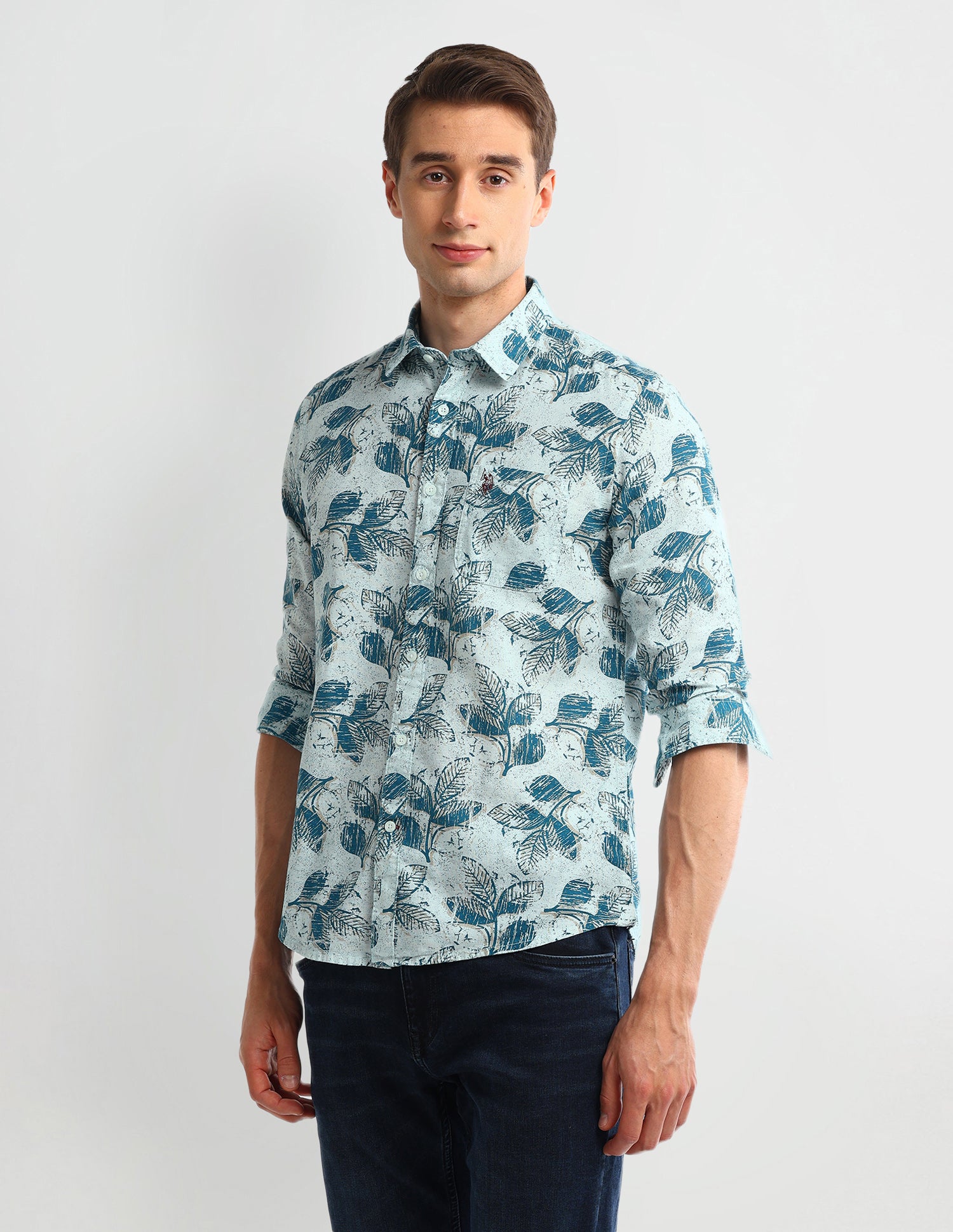 All-over Slim Fit Shirt Aqua - U.S. Polo Assn. India | Large
