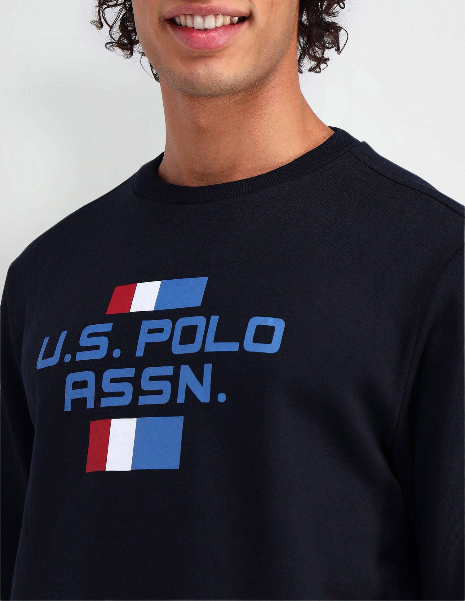 Crew Neck Brand Printed Sweatshirt Navy - U.S. Polo Assn. India | Large