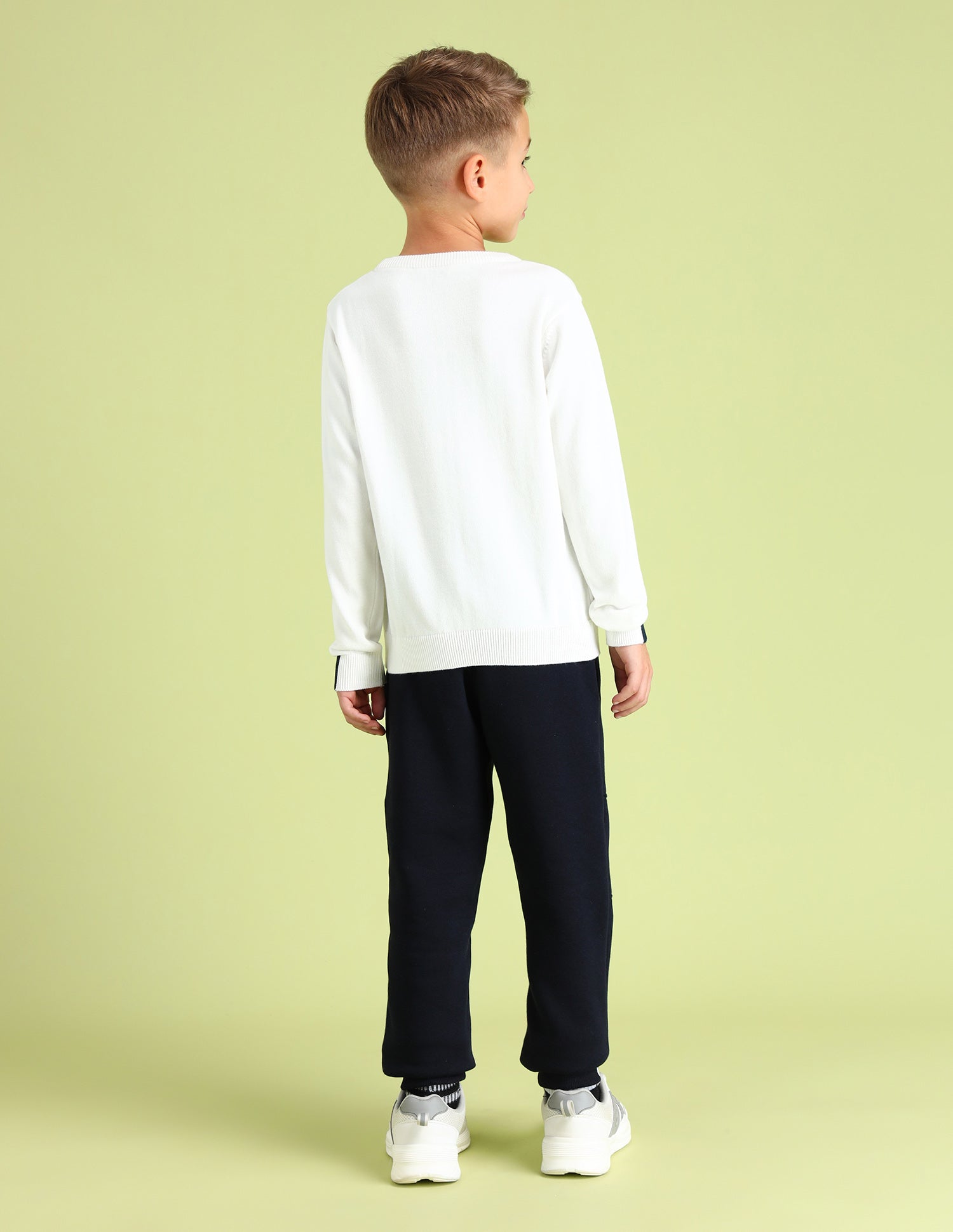 Boys Brand Printed Regular Fit Sweater White - U.S. POLO ASSN. | Large