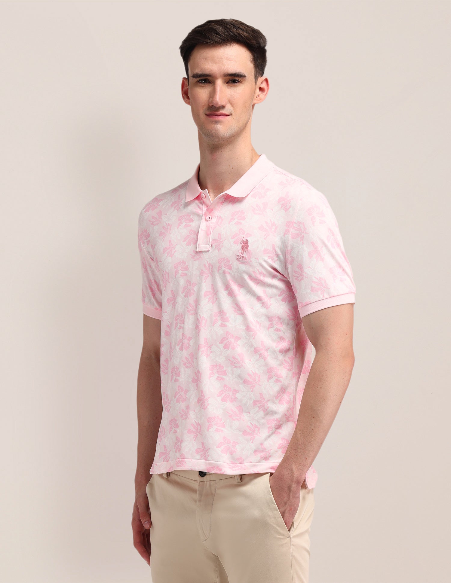 Abstract Cotton Polo Shirt Light Pink - U.S. Polo Assn. India | Large