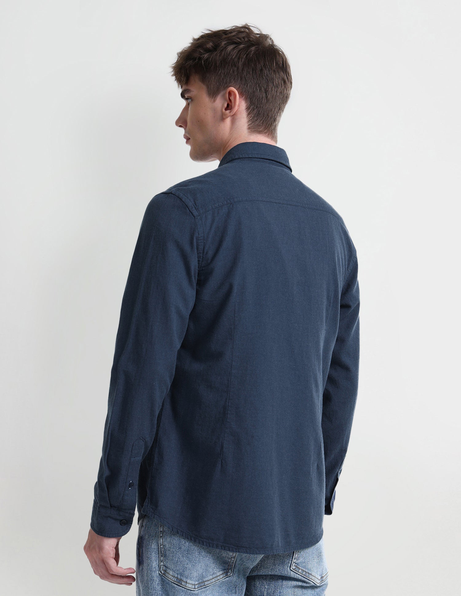 Solid Slim Fit Shirt Navy - U.S. Polo Assn. India | Large