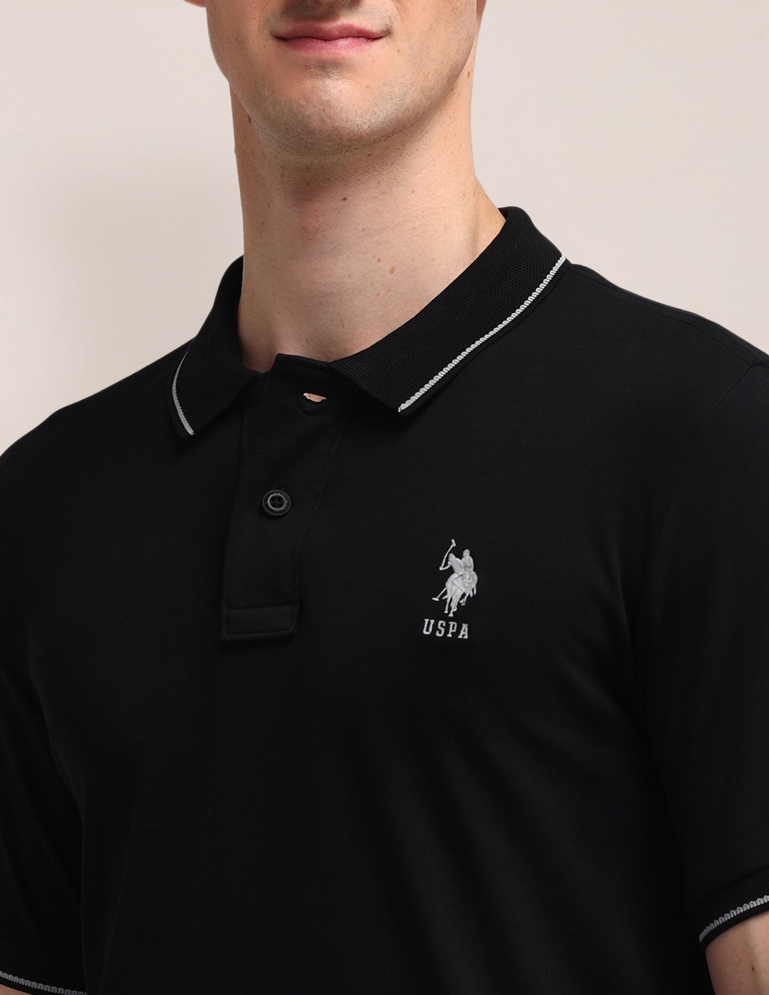 Solid Slim Fit Polo Shirt Black - U.S. POLO ASSN. | Large