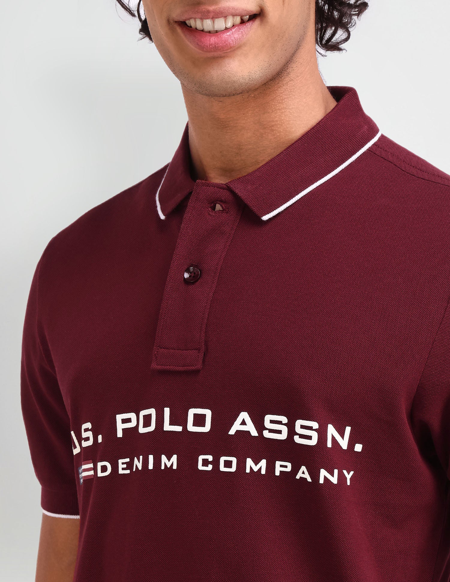 Brand Printed Muscle Fit Polo Shirt Pomograte - U.S. Polo Assn. India | Large