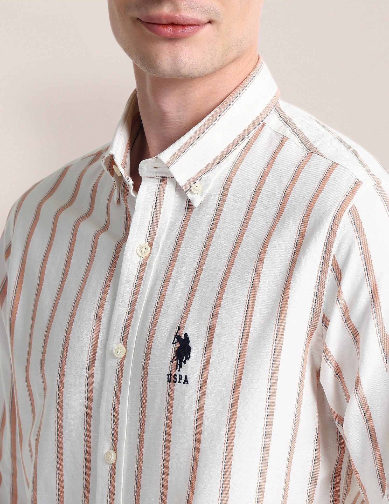 Vertical Striped Regular Fit Shirt White - U.S. POLO ASSN. | Large
