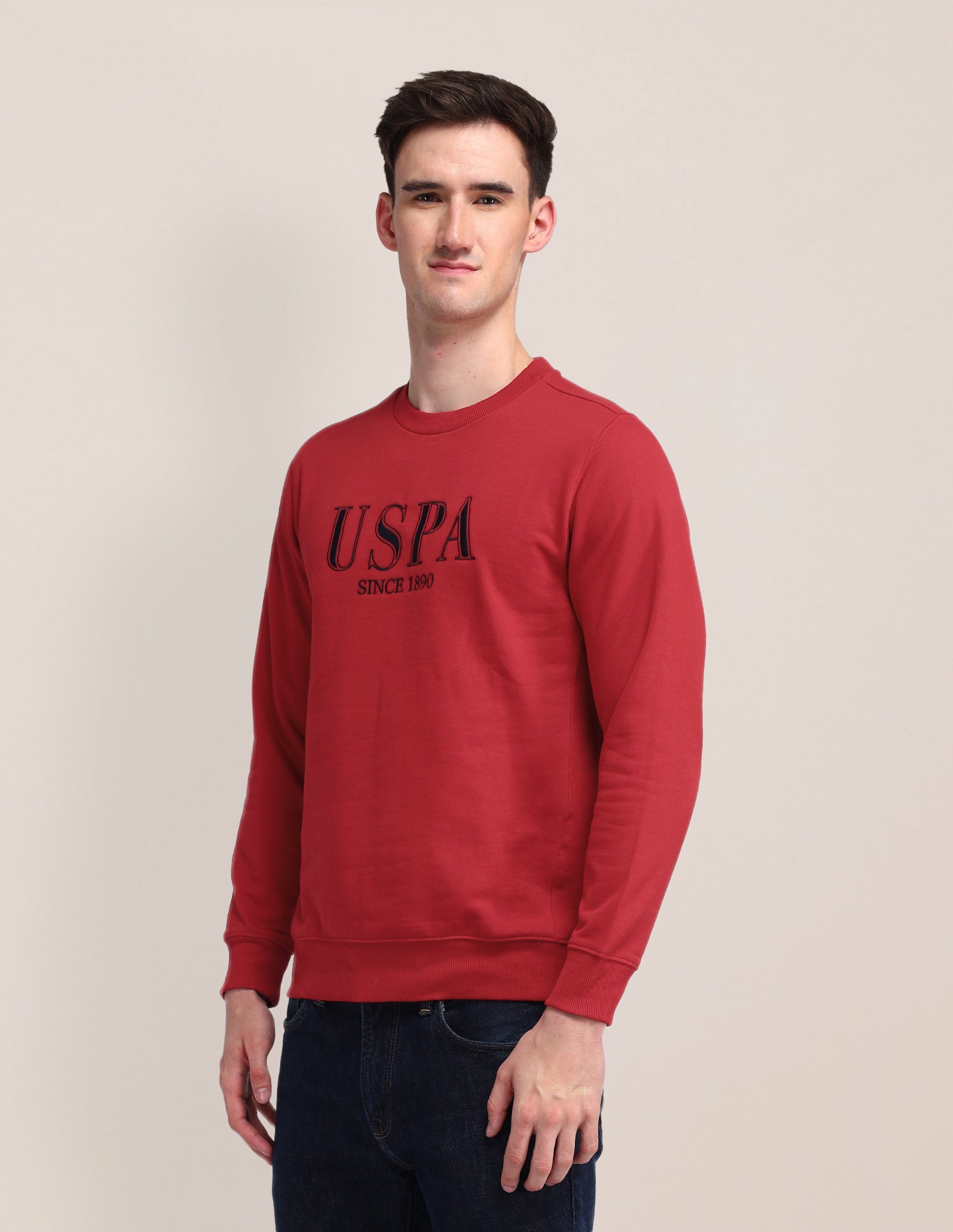 Crew Neck Brand Printed Sweatshirt Dark Red - U.S. Polo Assn. India | Large