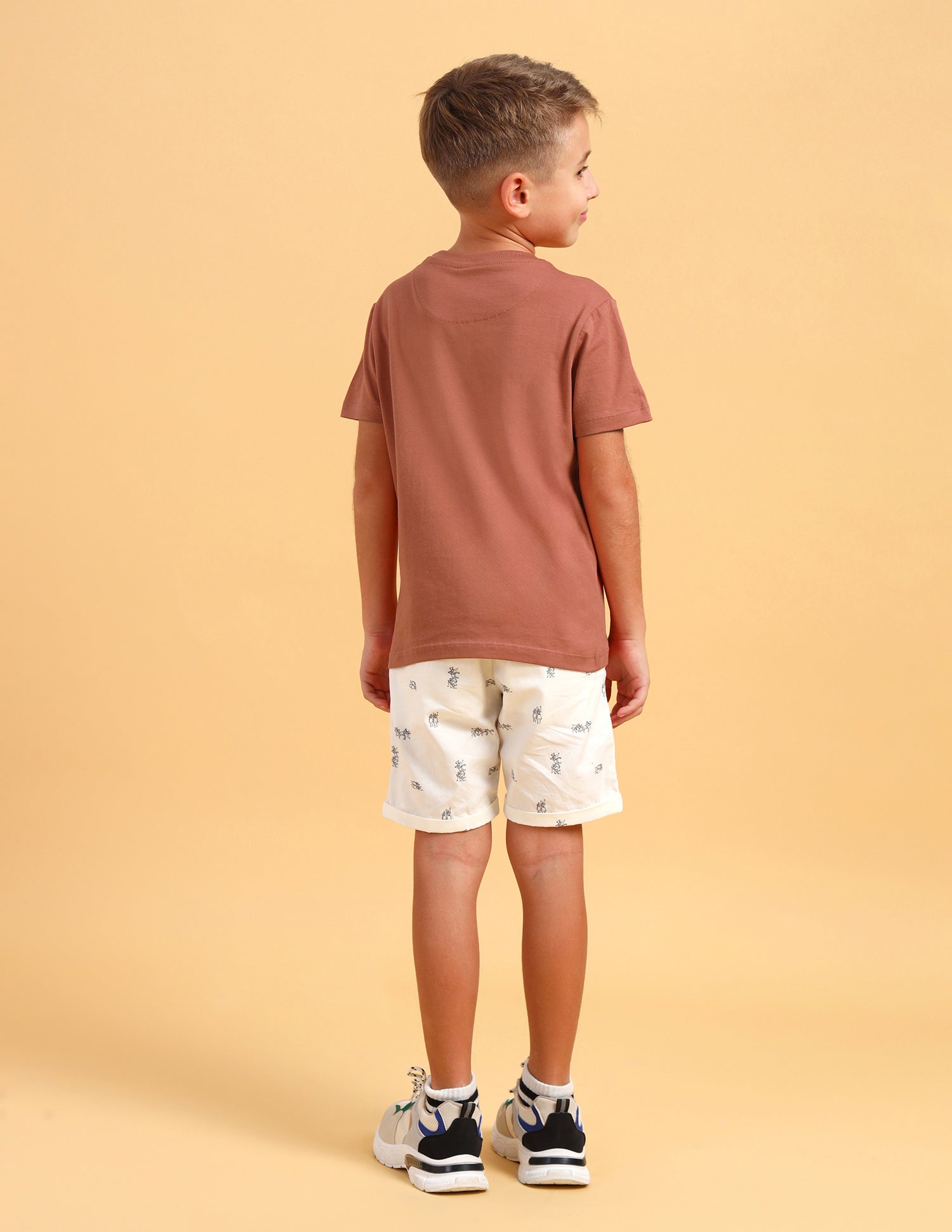 Boys Round Neck Graphic Printed T-Shirt Rust - U.S. POLO ASSN. | Large