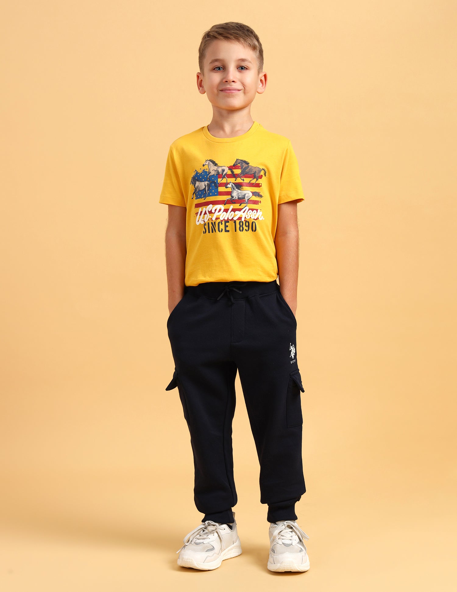 Boys Mid Rise Cotton Track Pants Navy - U.S. POLO ASSN. | Large