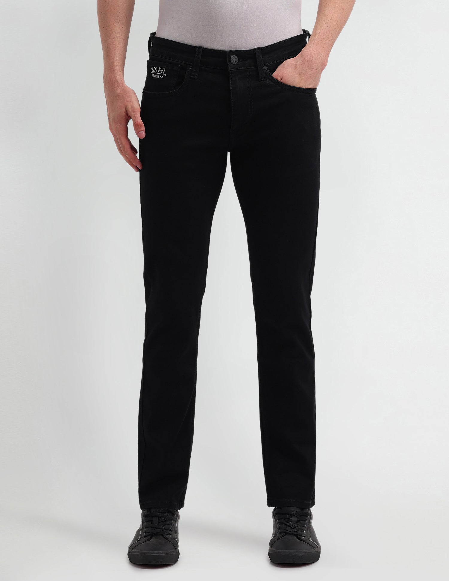 Brandon Slim Tapered Fit Black Jeans Black - U.S. Polo Assn. India | Large