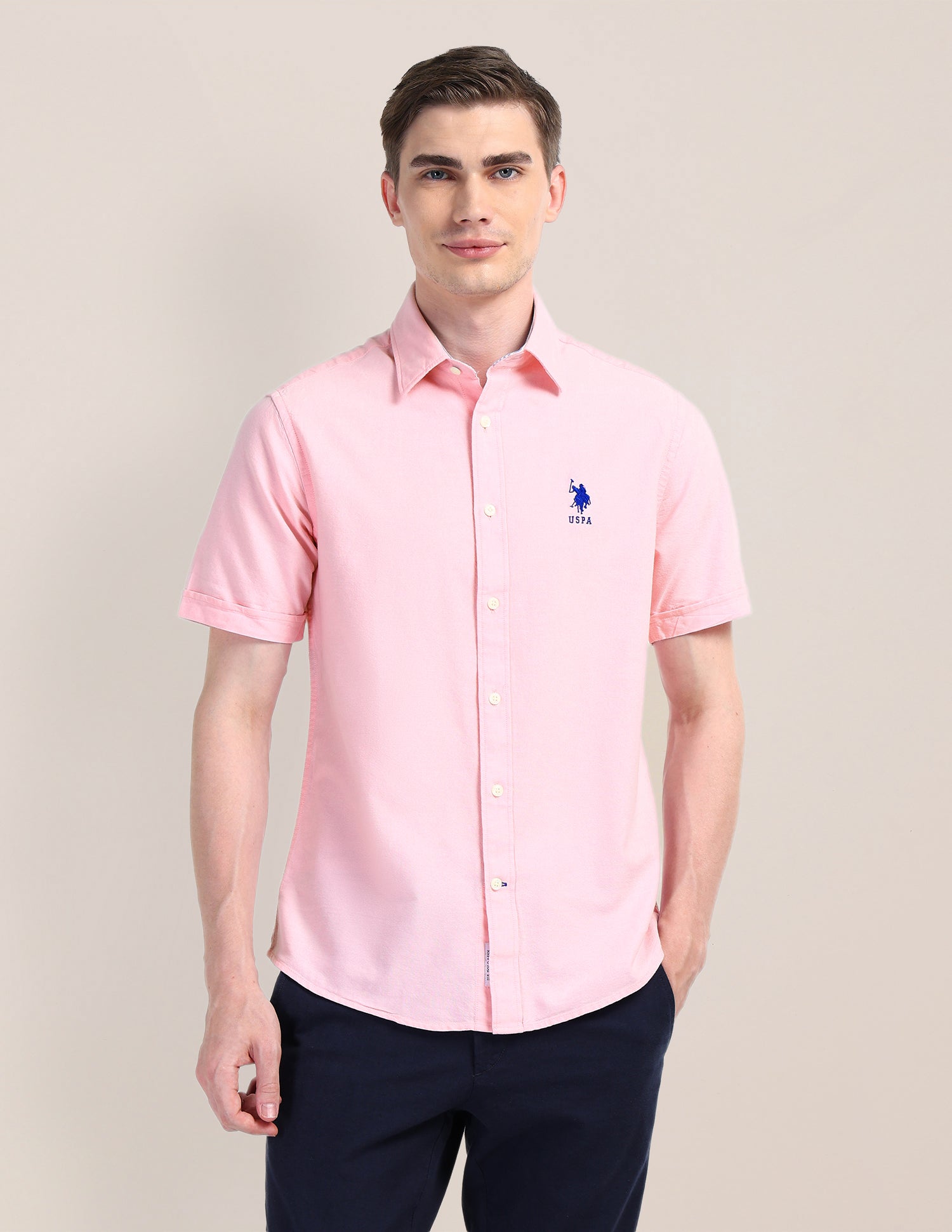 Solid Regular Fit Shirt Light-Pink - U.S. POLO ASSN. | Large