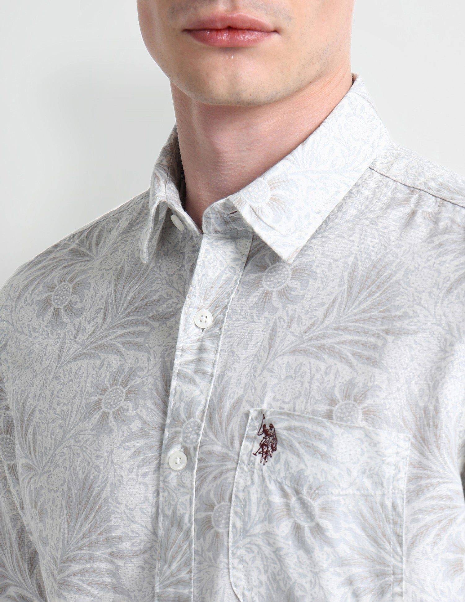 Floral Slim Fit Shirt Light-Grey - U.S. Polo Assn. India | Large
