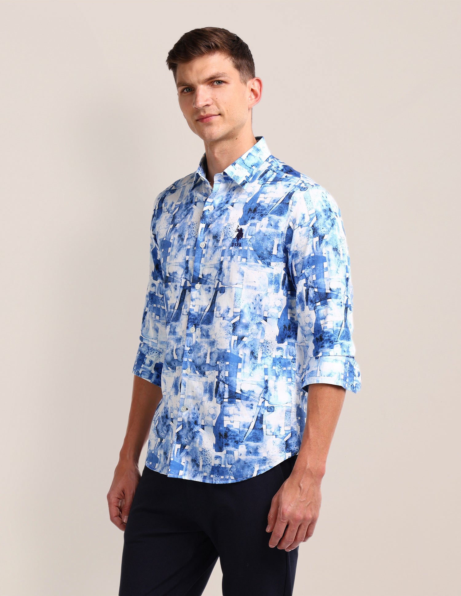 Abstract Regular Fit Shirt Blue - U.S. POLO ASSN. | Large