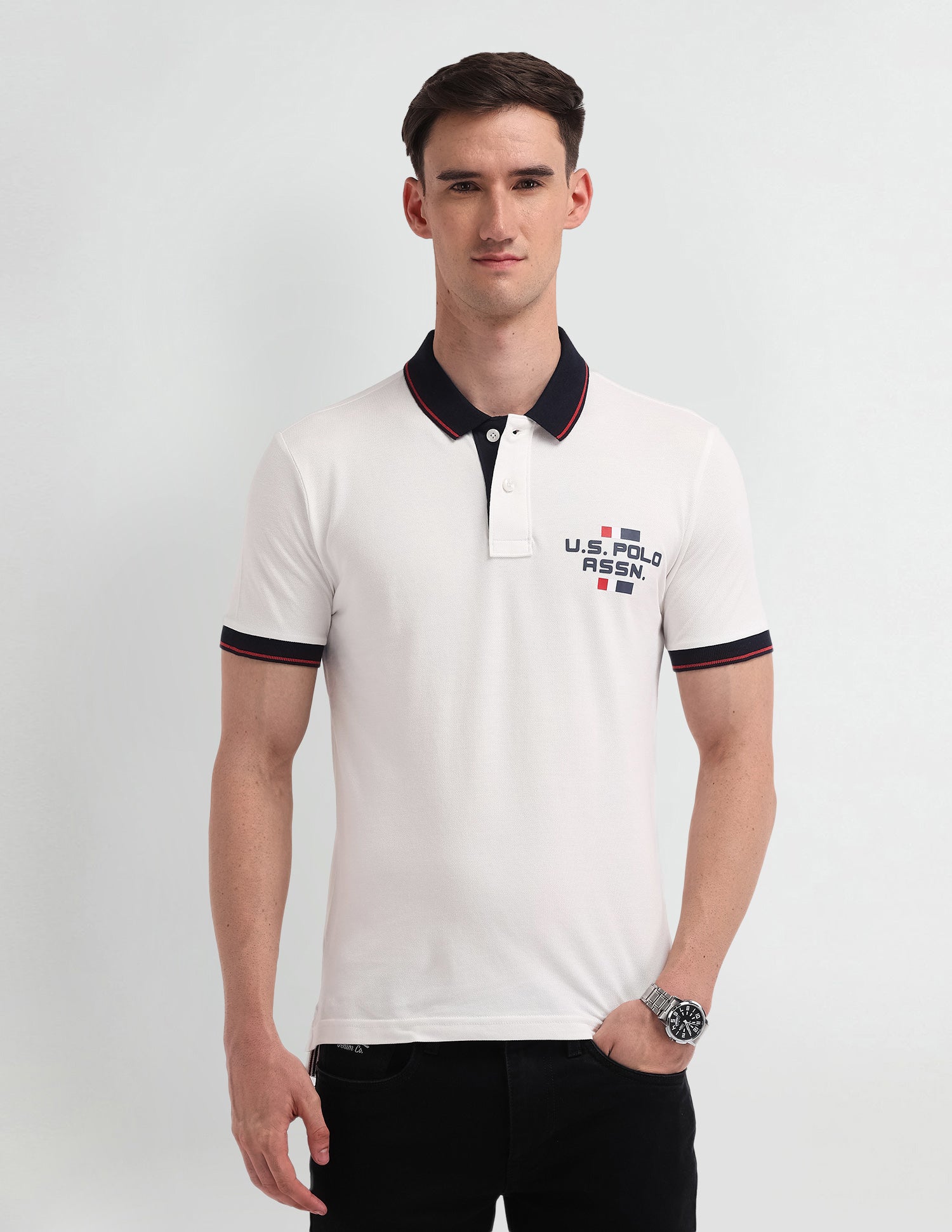 Solid Muscle Fit Polo Shirt Uspa Ivory - U.S. Polo Assn. India | Large