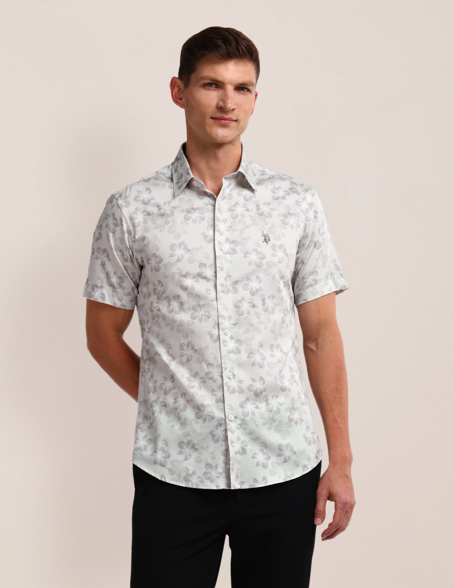 Floral Regular Fit Shirt Light-Grey - U.S. POLO ASSN. | Large