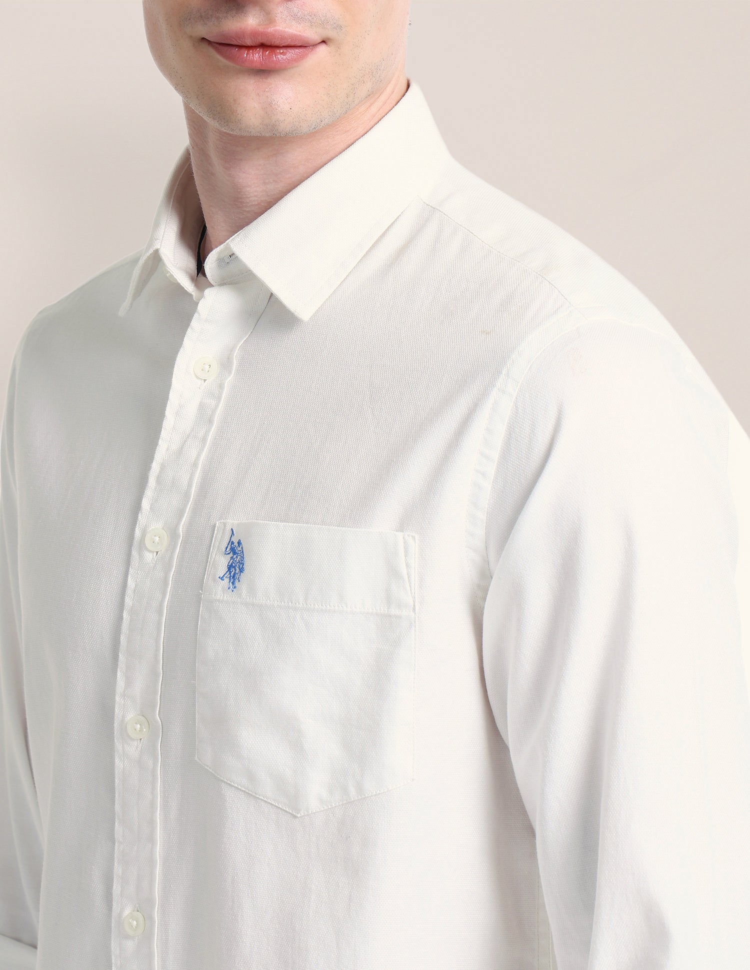 Solid Slim Fit Shirt White - U.S. POLO ASSN. | Large