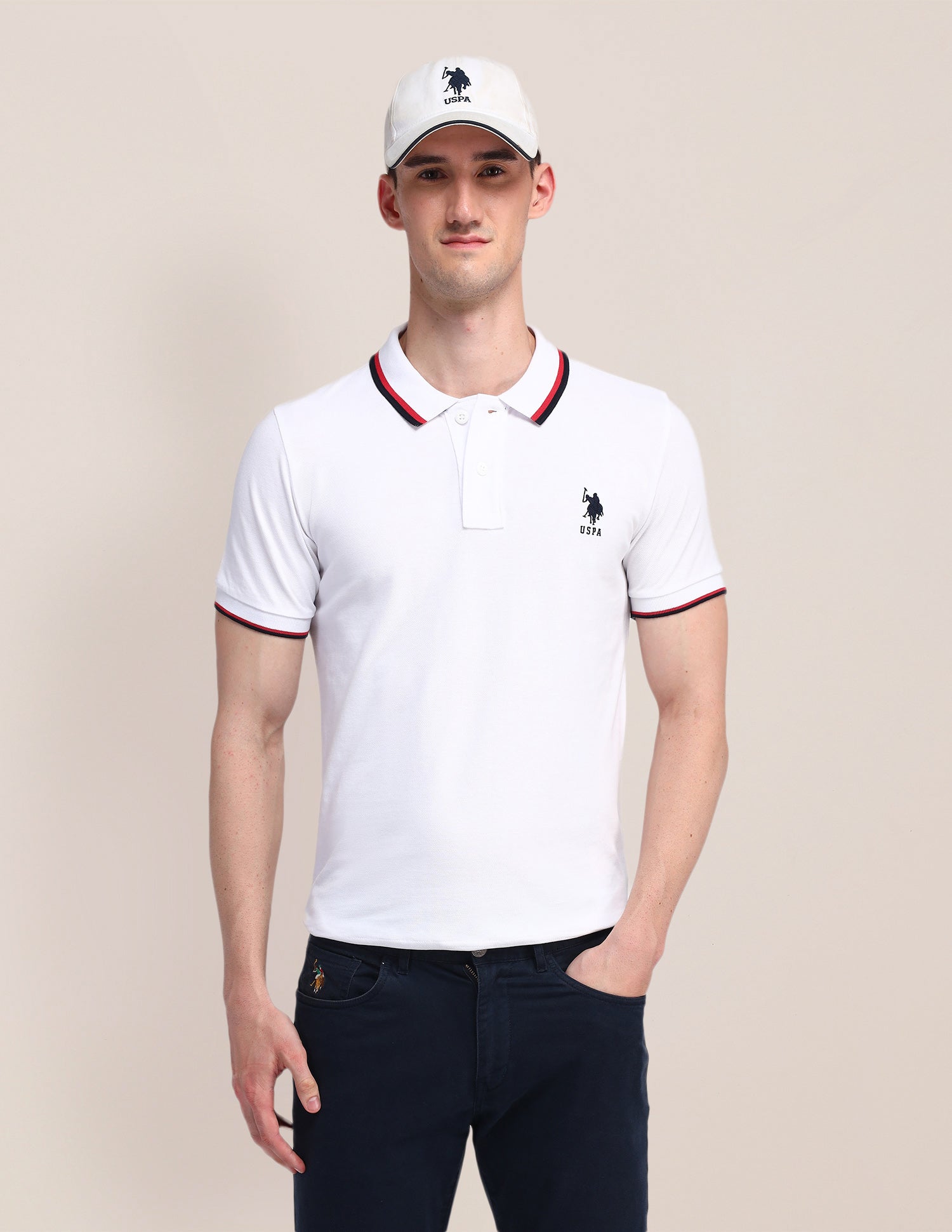 Solid Cotton Polo Shirt White - U.S. Polo Assn. India | Large