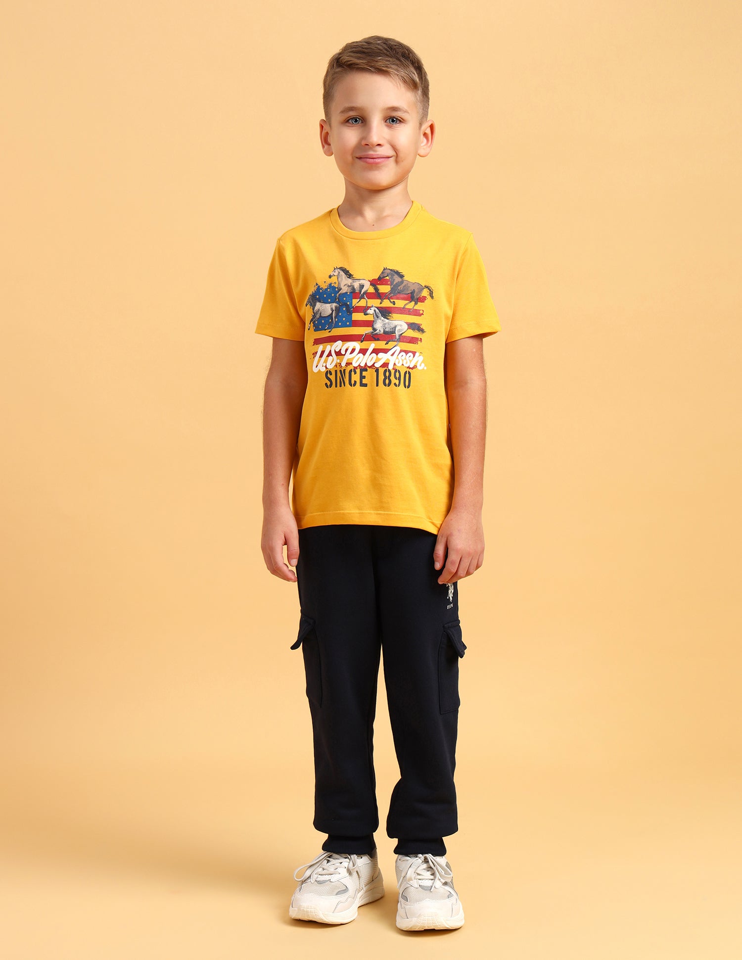 Boys Crew Neck Graphic Printed T-Shirt Gold - U.S. POLO ASSN. | Large