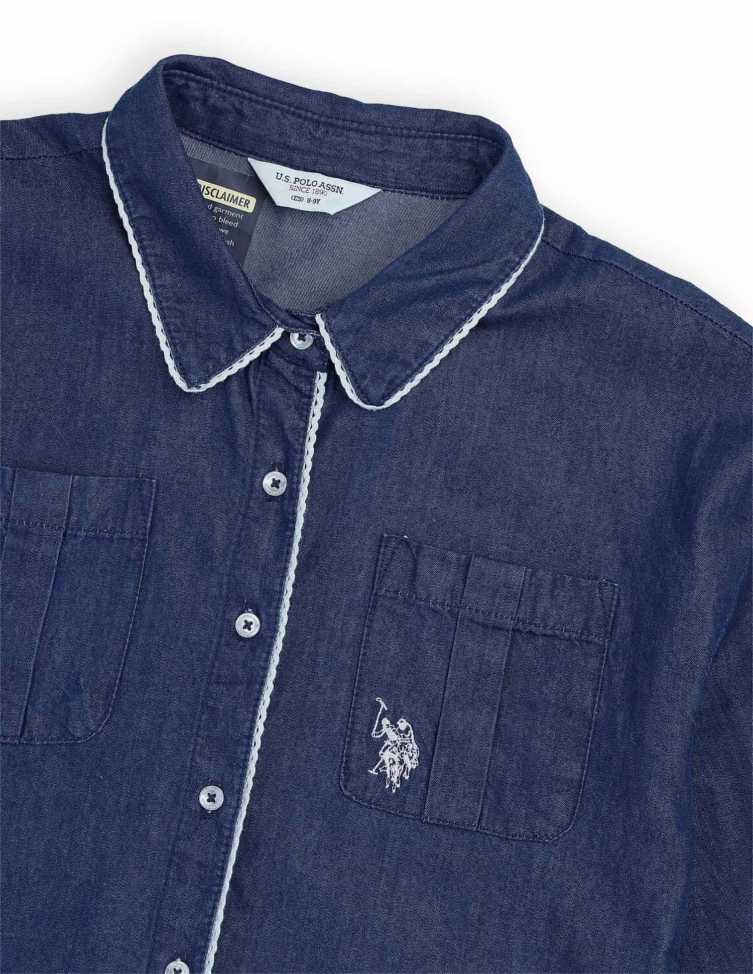 Girls Solid Regular Fit Top Dark Blue - U.S. POLO ASSN. | Large