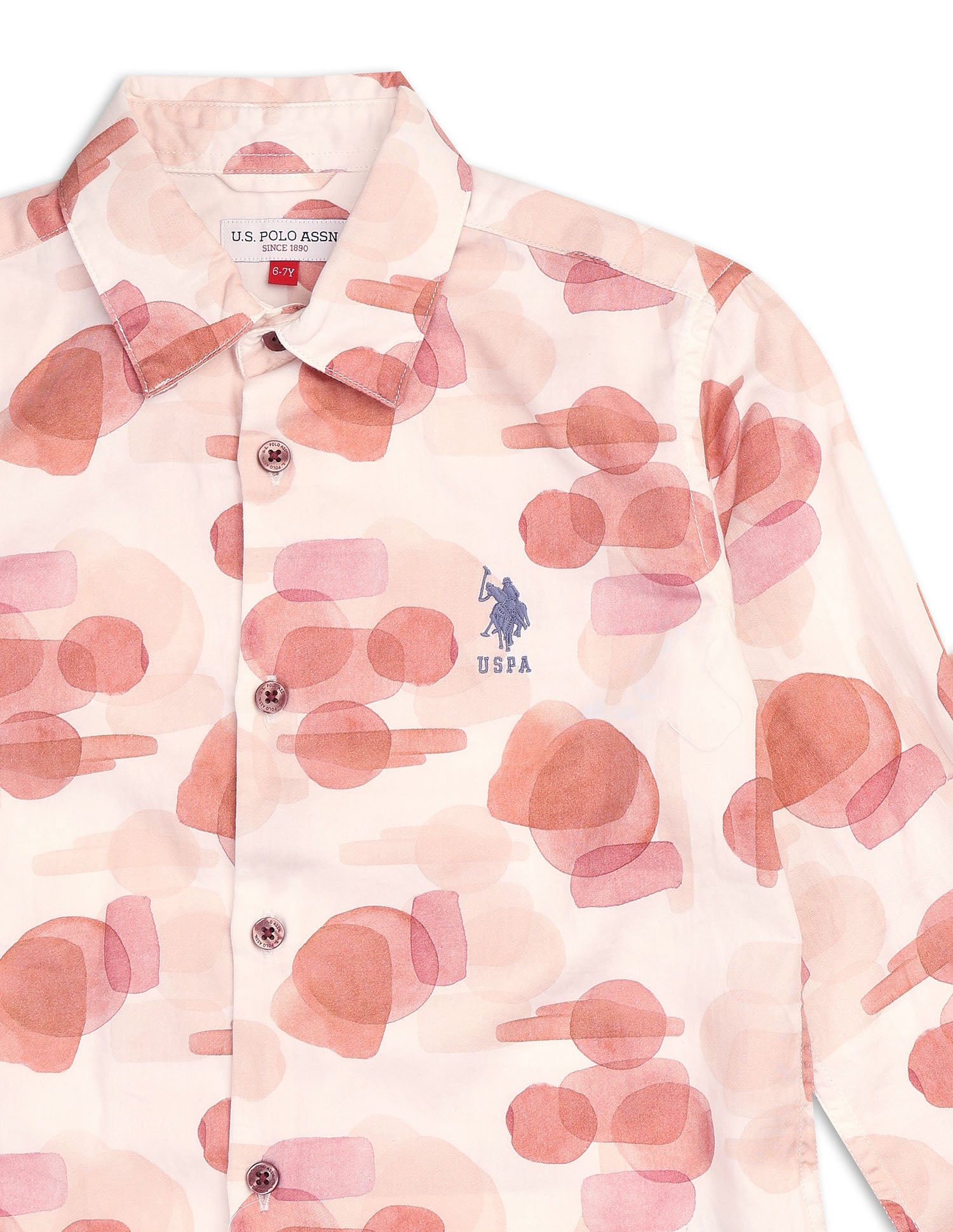 Boys Abstract Printed Satin Shirt Brown - U.S. POLO ASSN. | Large