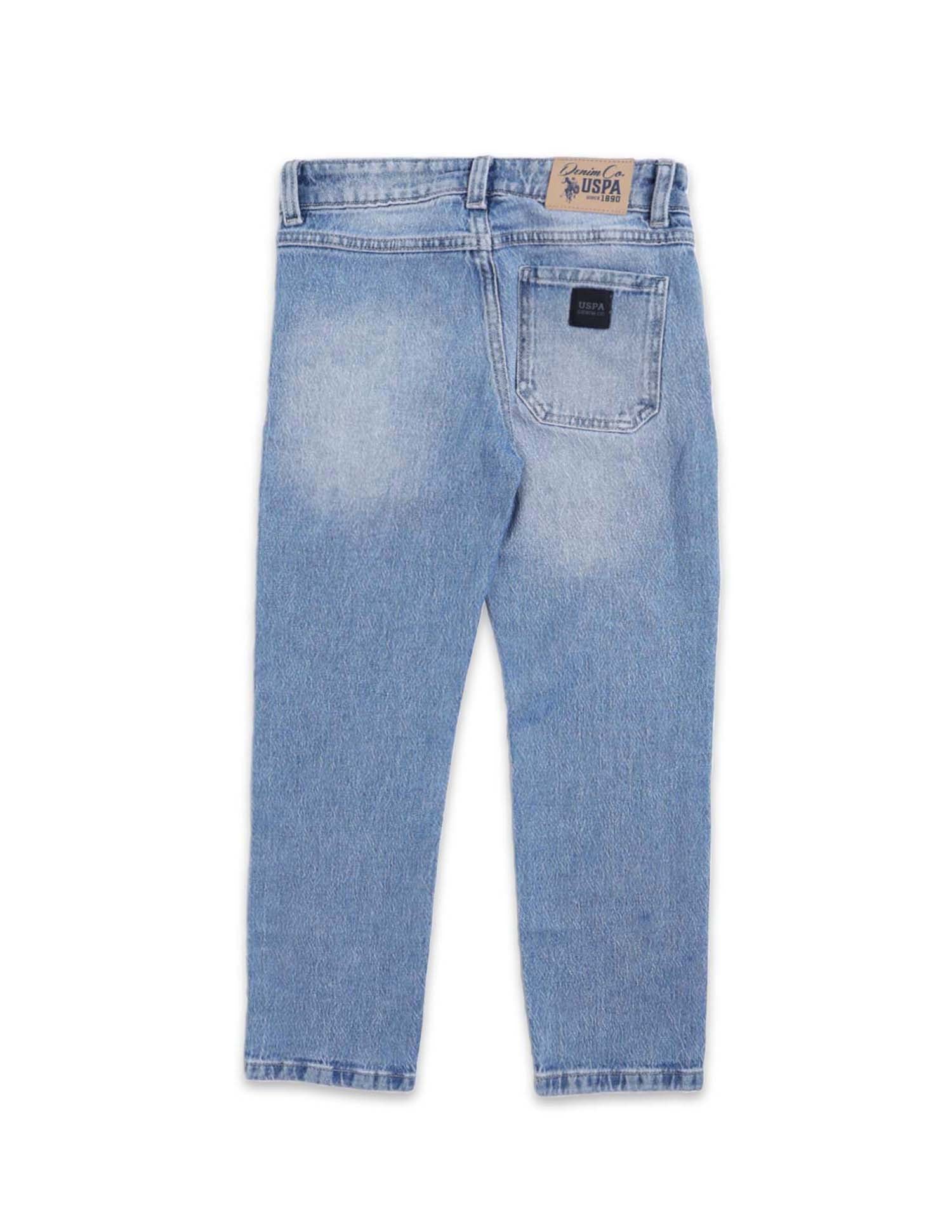 Boys Stone Washed Relaxed Fit Jeans Light Blue - U.S. POLO ASSN. | Large