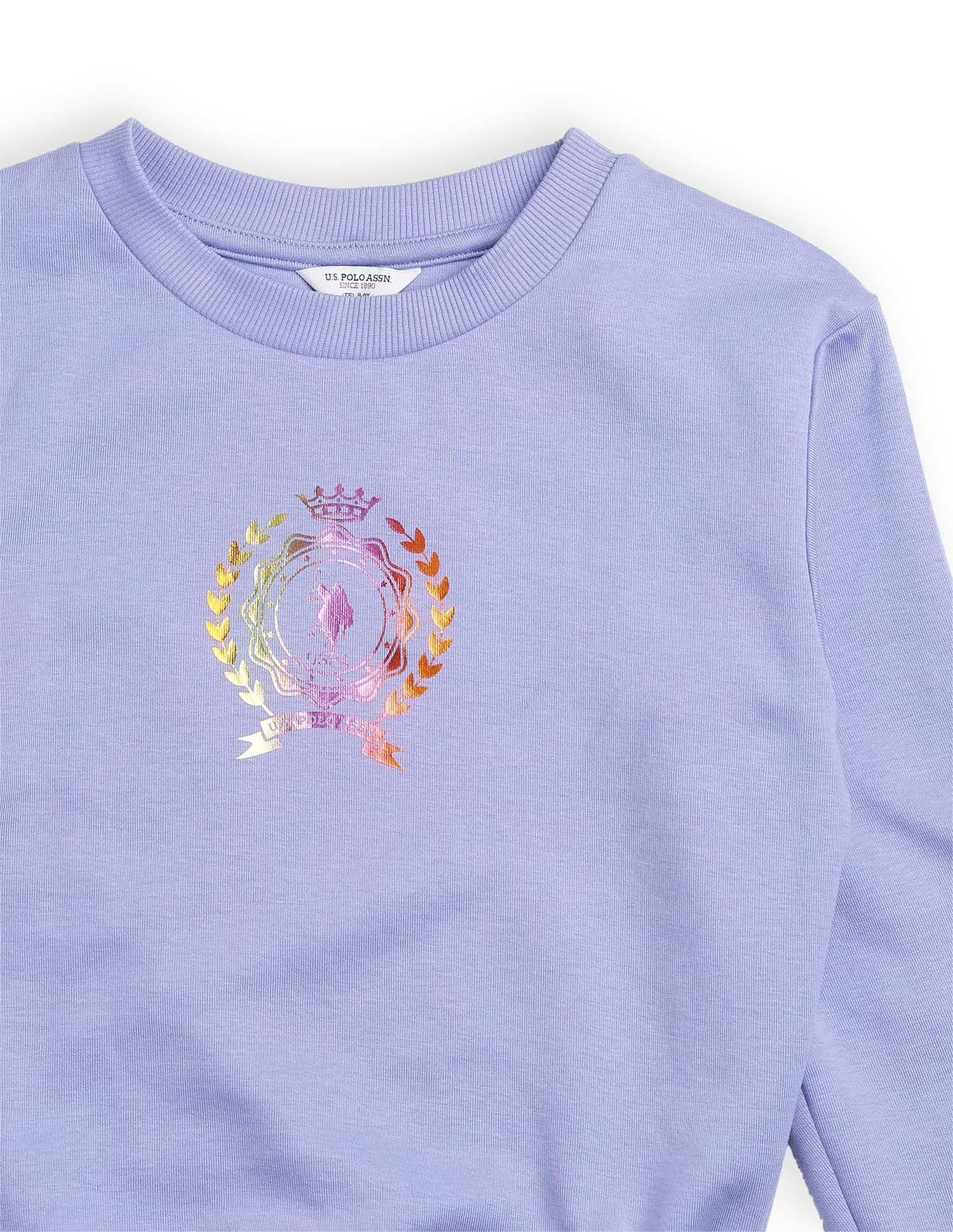 Girls Graphic Print Sweatshirt Light Purple - U.S. POLO ASSN. | Large