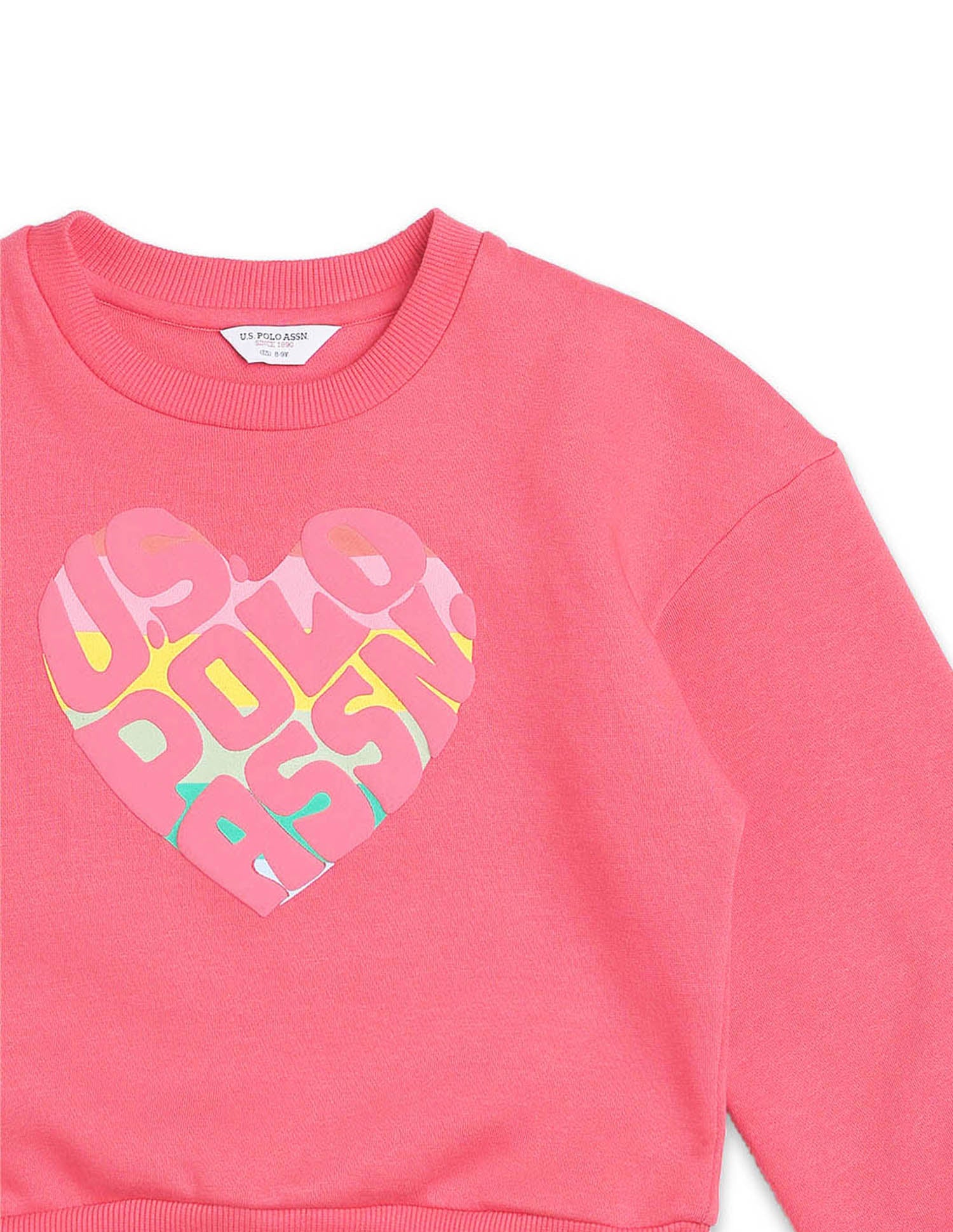 Brand Printed Regular Fit Sweatshirt Coral - U.S. POLO ASSN. | Large