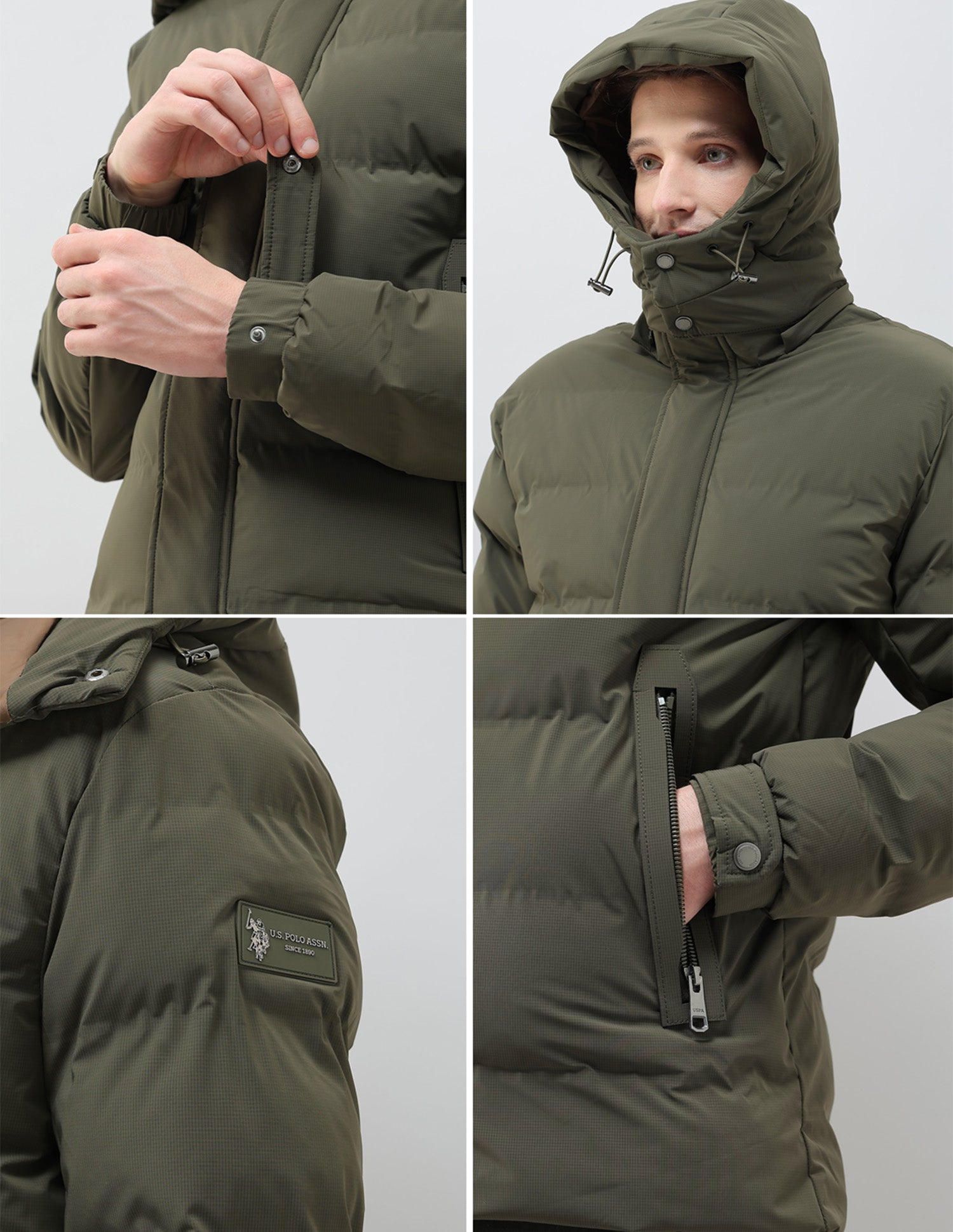 Detachable Hood Smartheat Jacket Dark Green - U.S. POLO ASSN. | Large