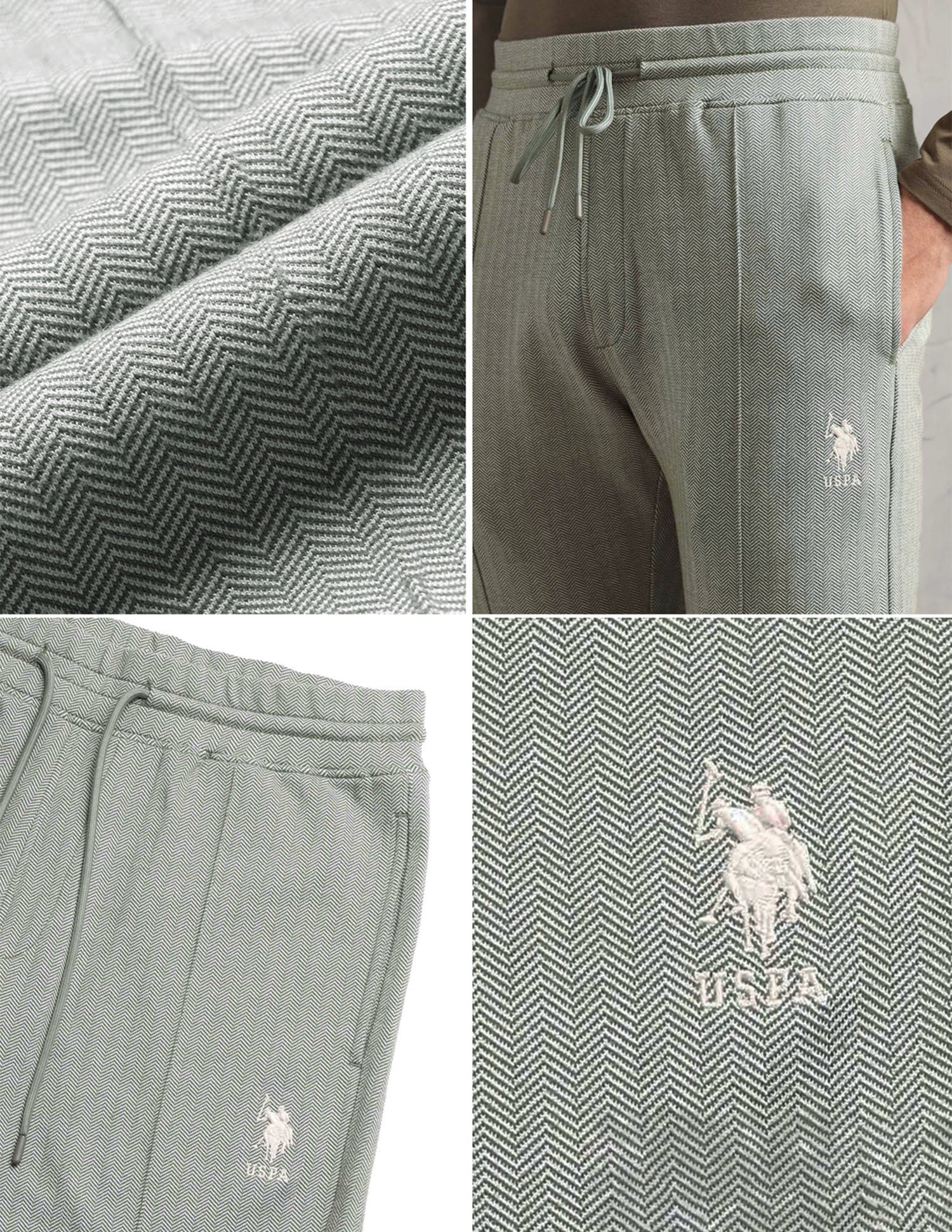 Chevron Cotton Stretch PR003 Lounge Pants - Pack Of 1 Deep Lichen Green - U.S. Polo Assn. India | Large
