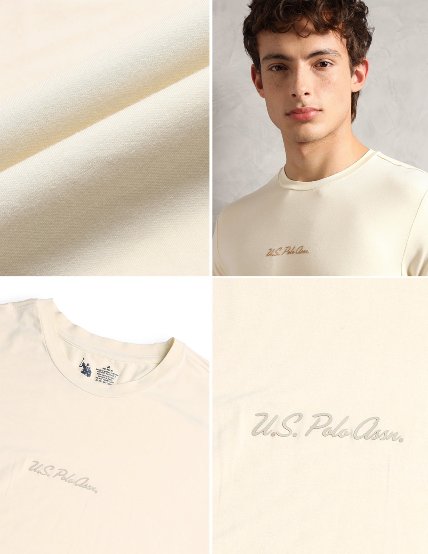 Round Neck Comfort Fit PE007-PL Lounge T-Shirt - Pack Of 1 Vanilla Ice - U.S. Polo Assn. India | Large