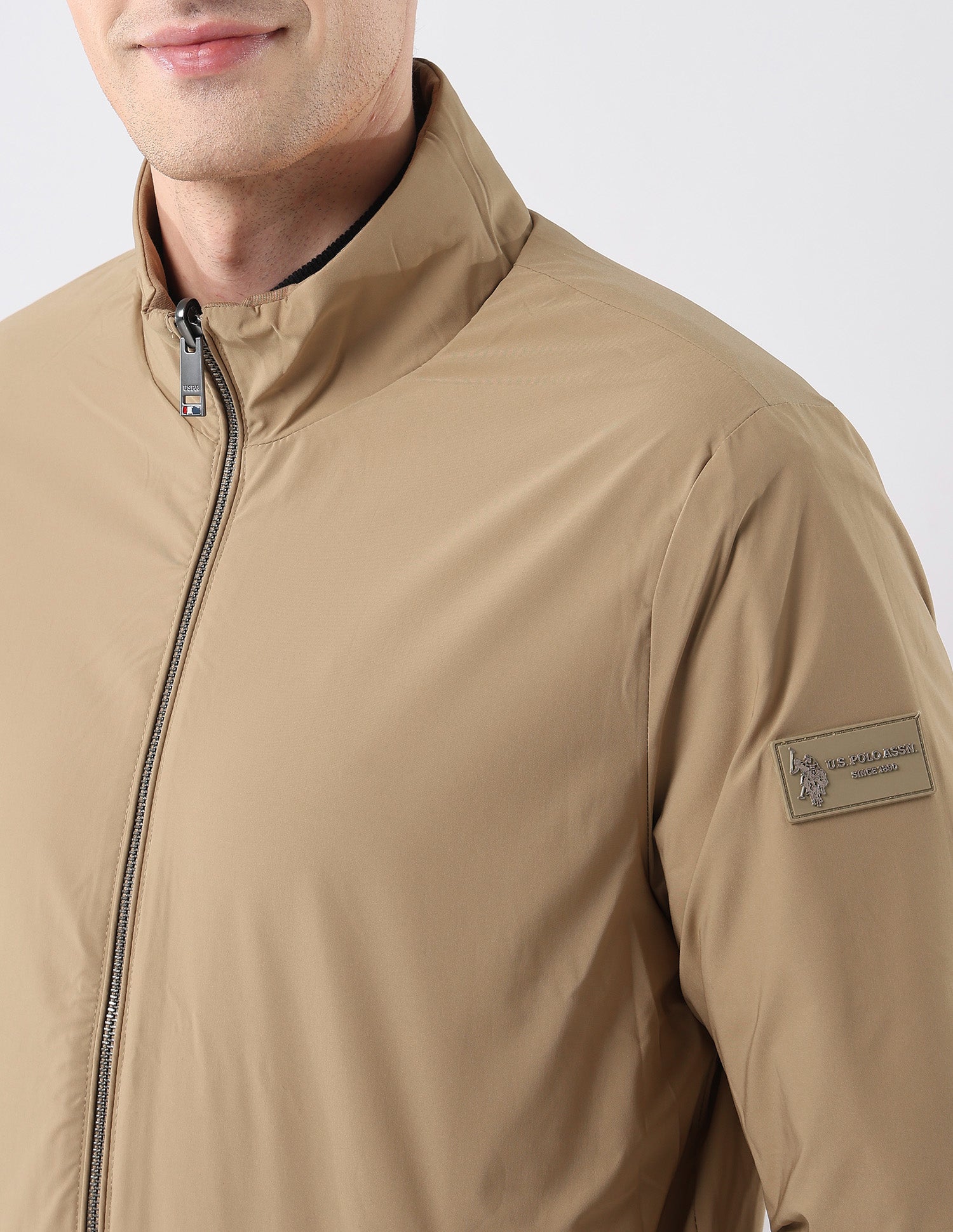 Reversible Heathered Regular Fit Jacket Brown - U.S. Polo Assn. India | Large