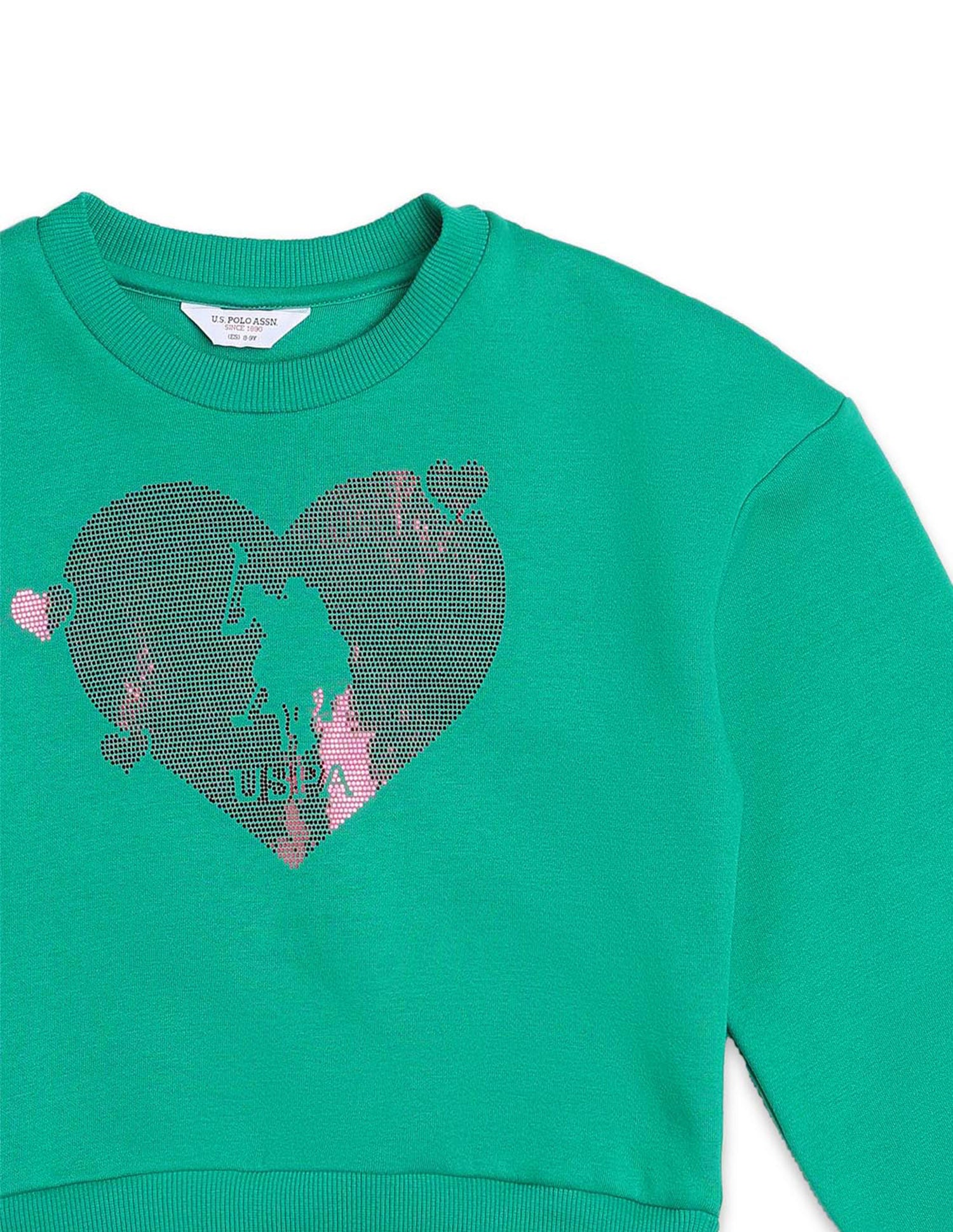 Brand Embellished Regular Fit Sweatshirt Green - U.S. POLO ASSN. | Large