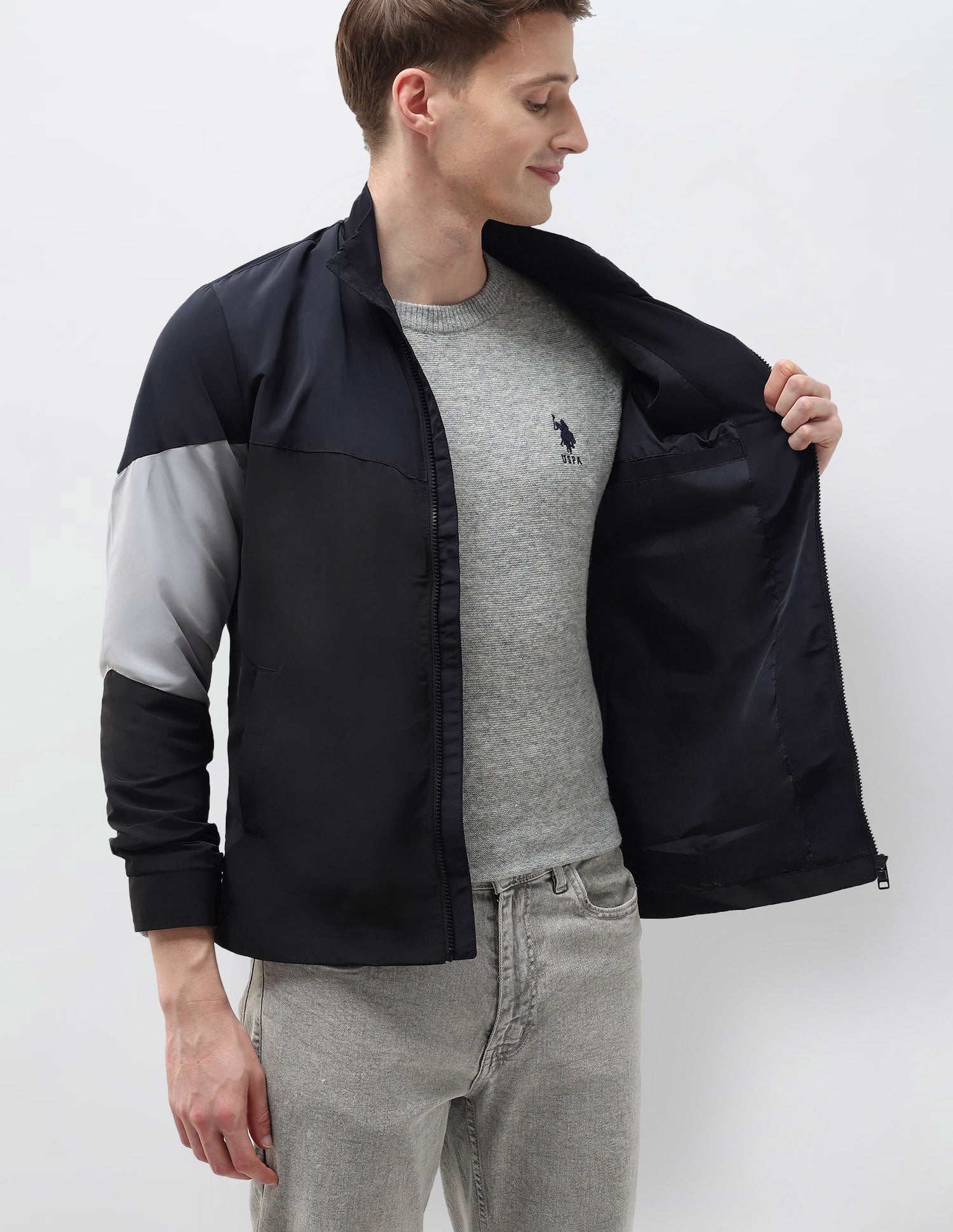 Colour Blocked Windcheater Jacket Navy - U.S. POLO ASSN. | Large