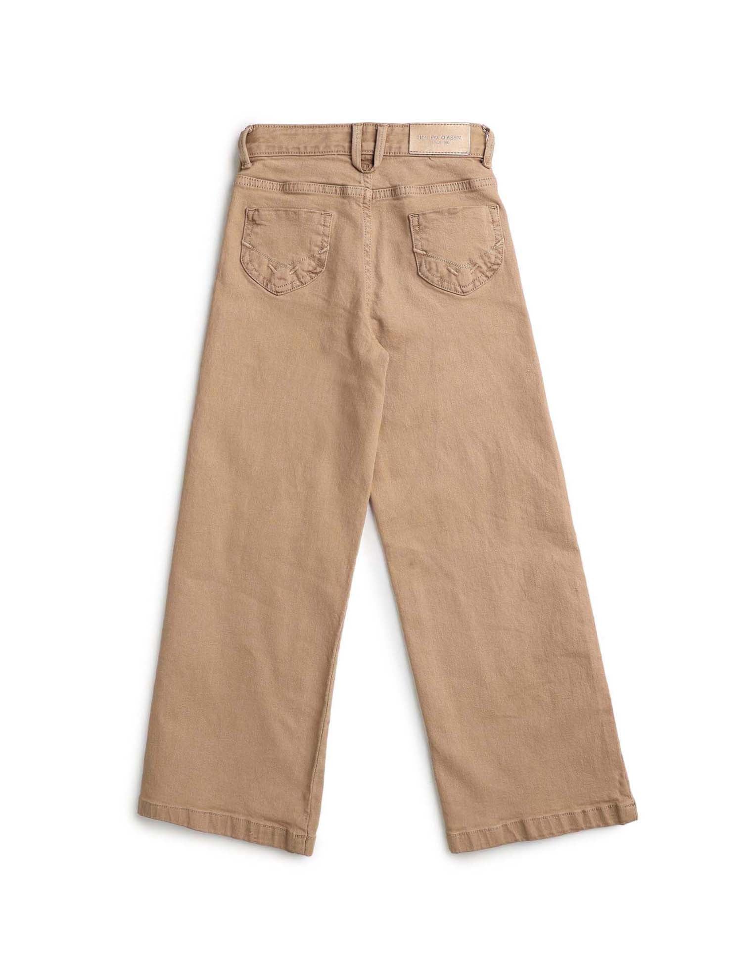 Girls Wide Leg Fit Mid Rise Jeans Latte - U.S. POLO ASSN. | Large