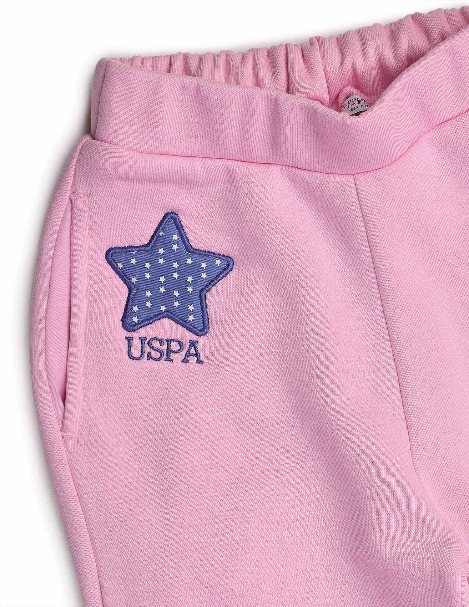 Girls Solid Regular Fit Flared Track Pants Pink - U.S. POLO ASSN. | Large