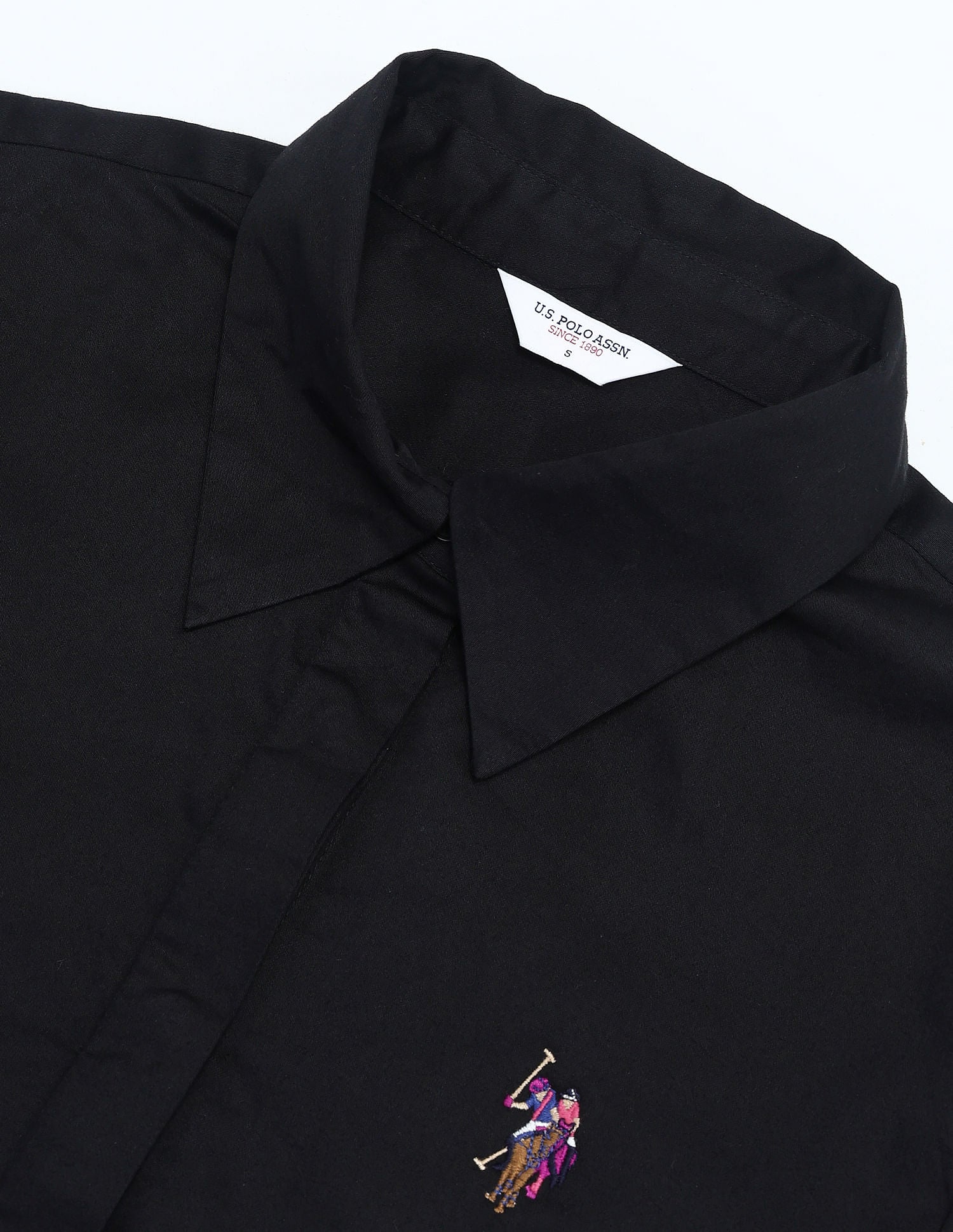 Regular Fit Satin Shirt Black - U.S. POLO ASSN. | Large