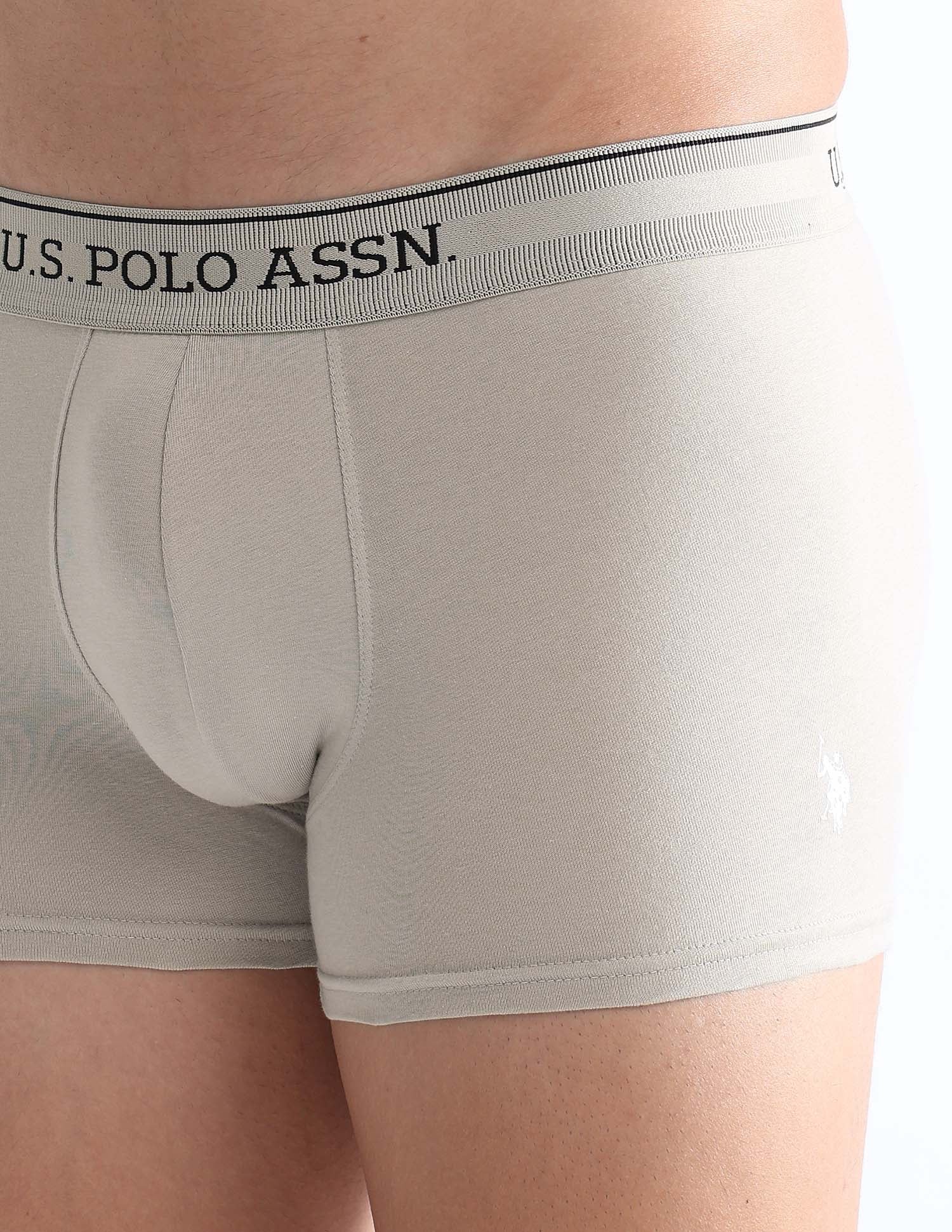 Mid Rise Solid OET15 Trunks - Pack Of 3 Oatmeal, Black and Antler - U.S. POLO ASSN. | Large