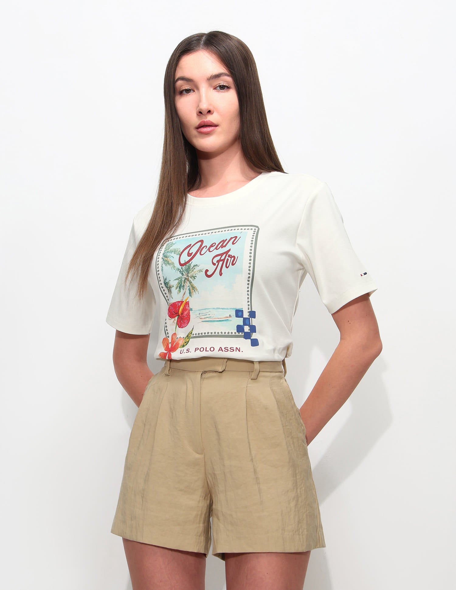 Boxy Fit Graphic Printed T-Shirt White - U.S. Polo Assn. India | Large