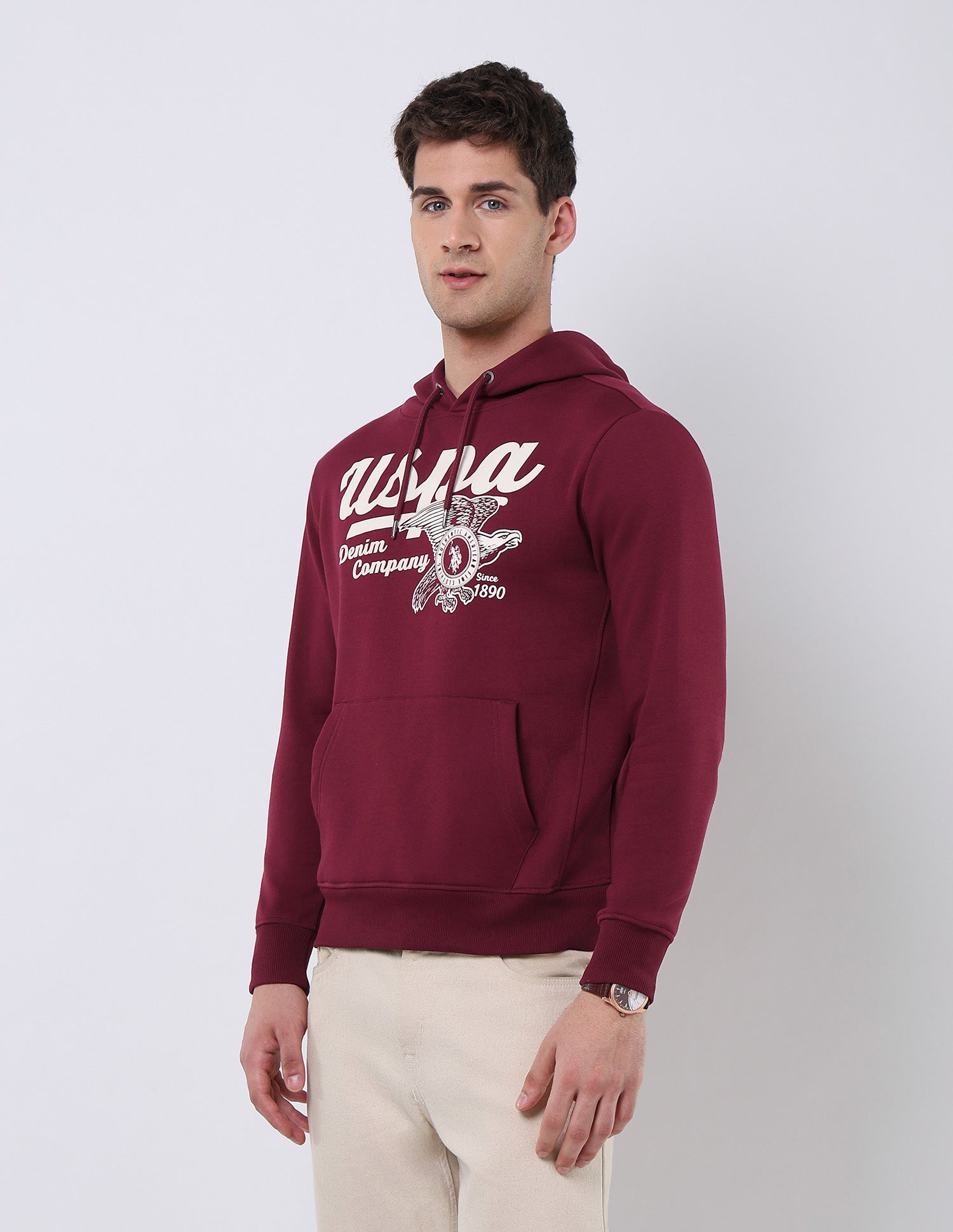 Brand Printed Regular Fit Sweatshirt Maroon - U.S. POLO ASSN. | Large